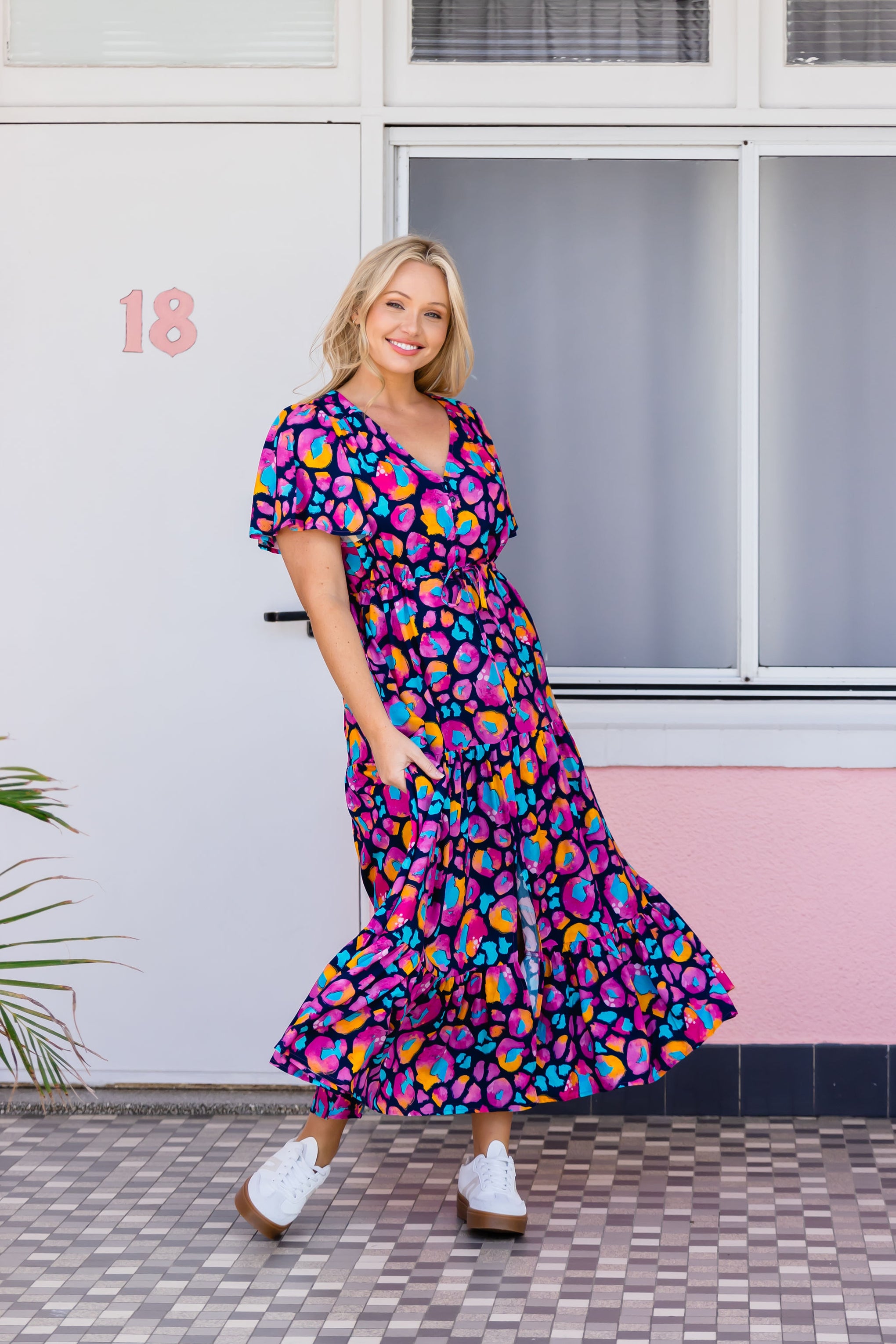 Bonnie Dress in Magenta Leopard by Kasey Rainbow