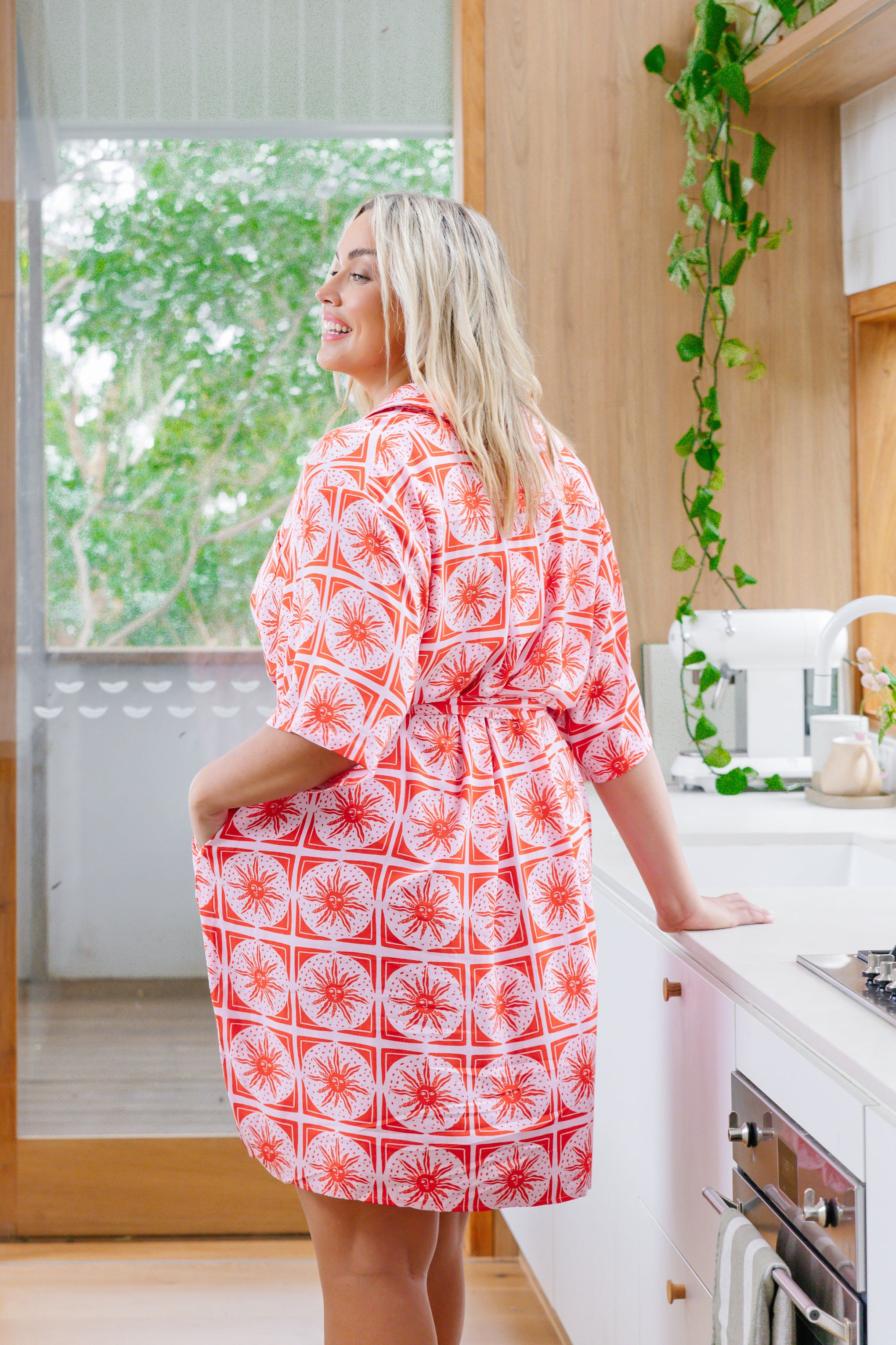 Ebony Shirt Dress In Chasing Sunlight Red