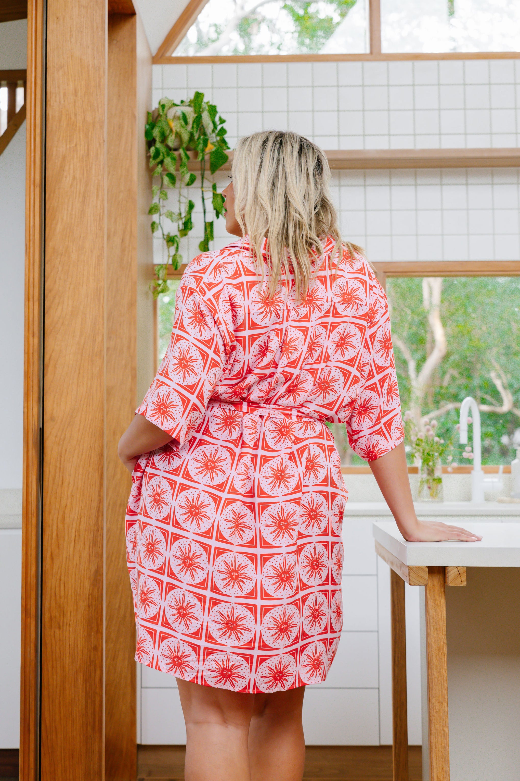 Ebony Shirt Dress In Chasing Sunlight Red