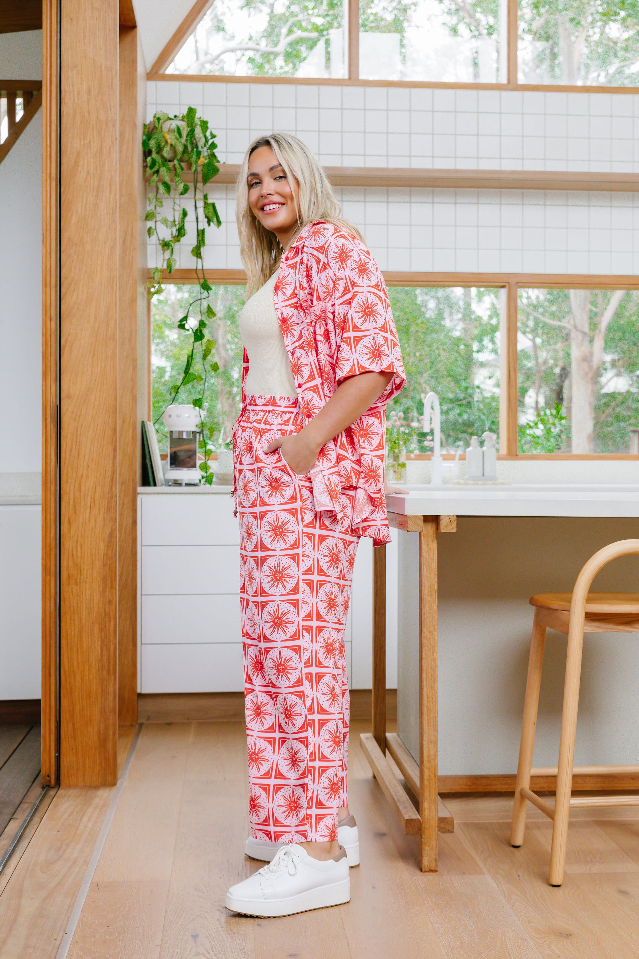 Gina Pant In Chasing Sunlight Red