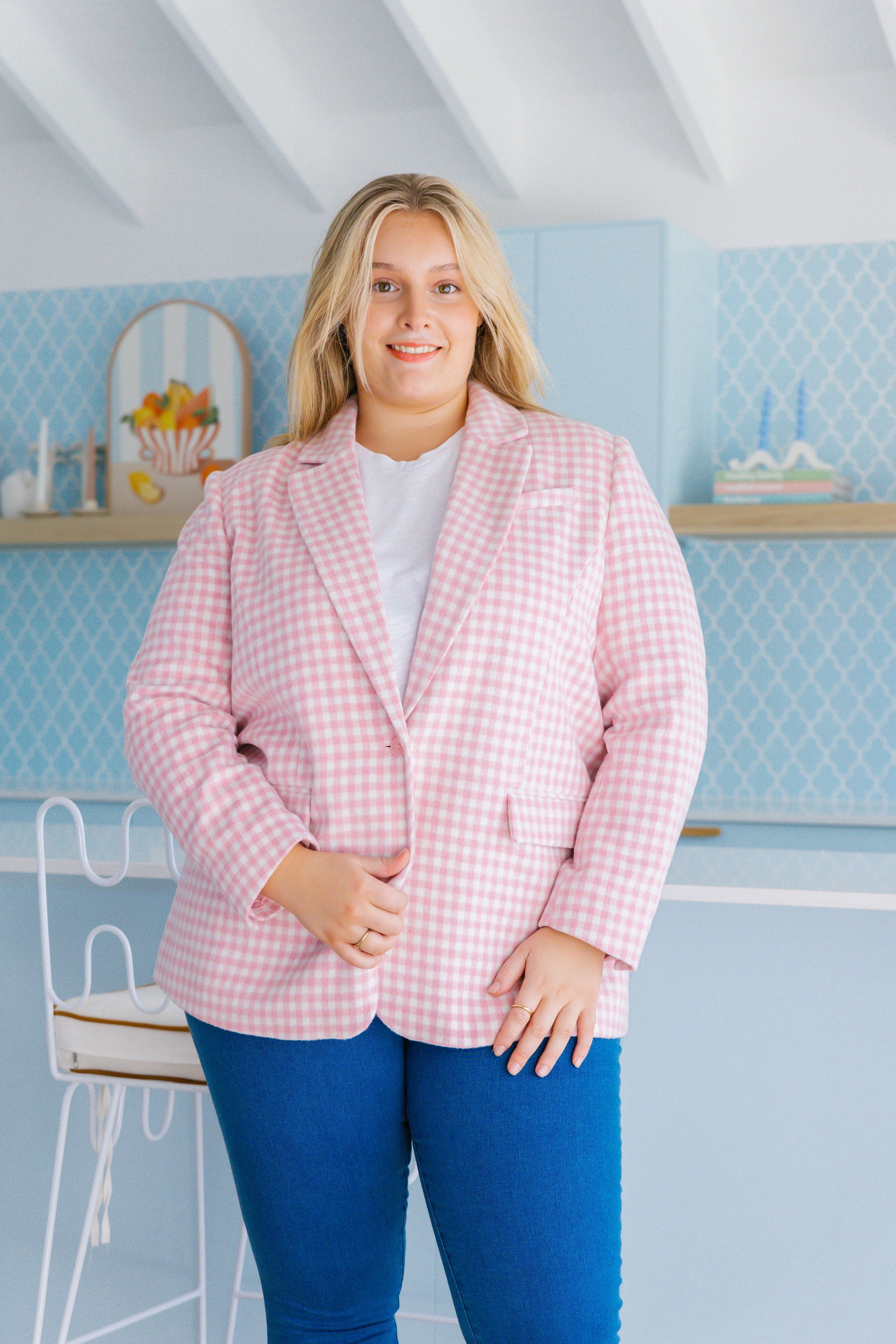 Dion Jacket in Pink Check