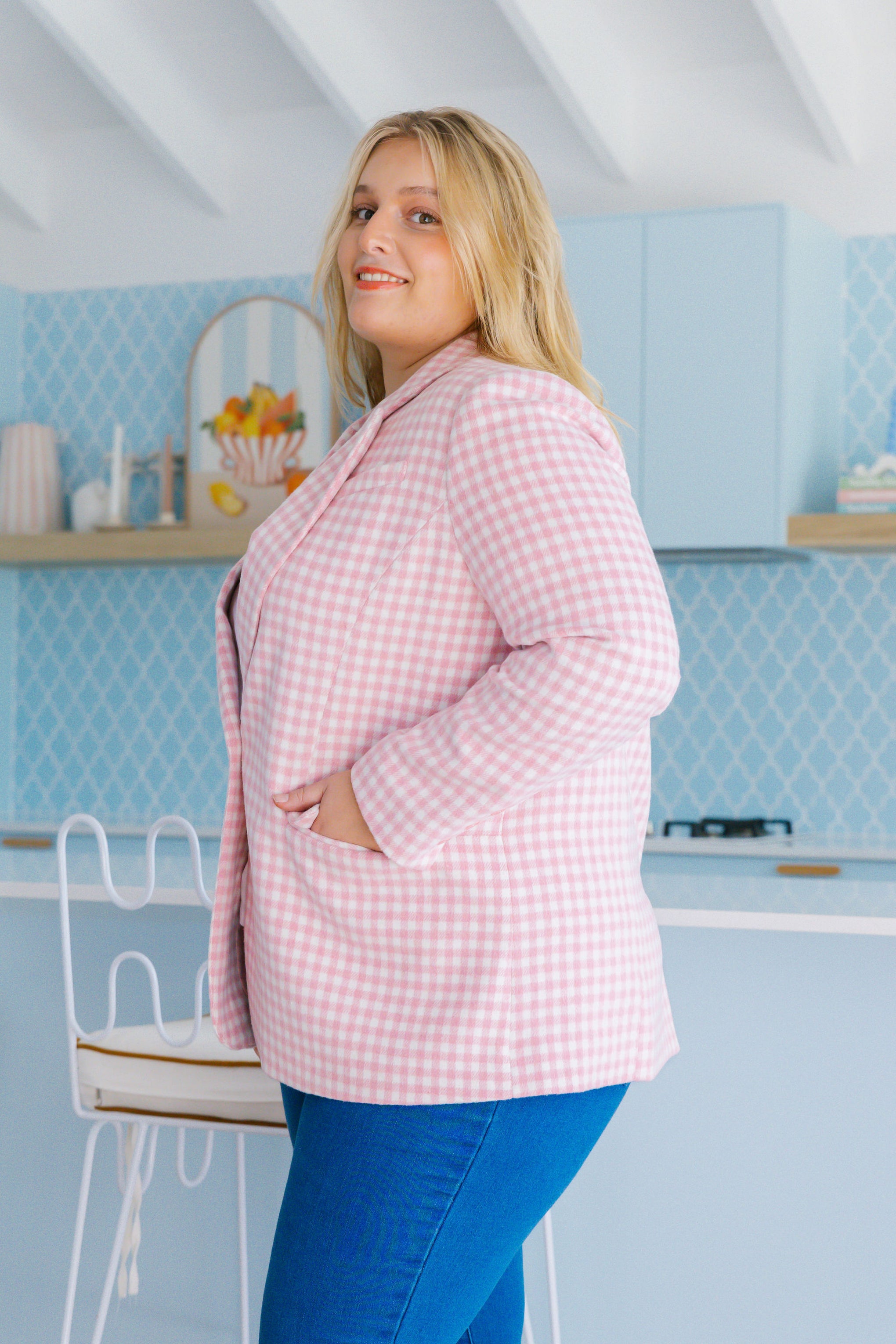 Dion Jacket in Pink Check
