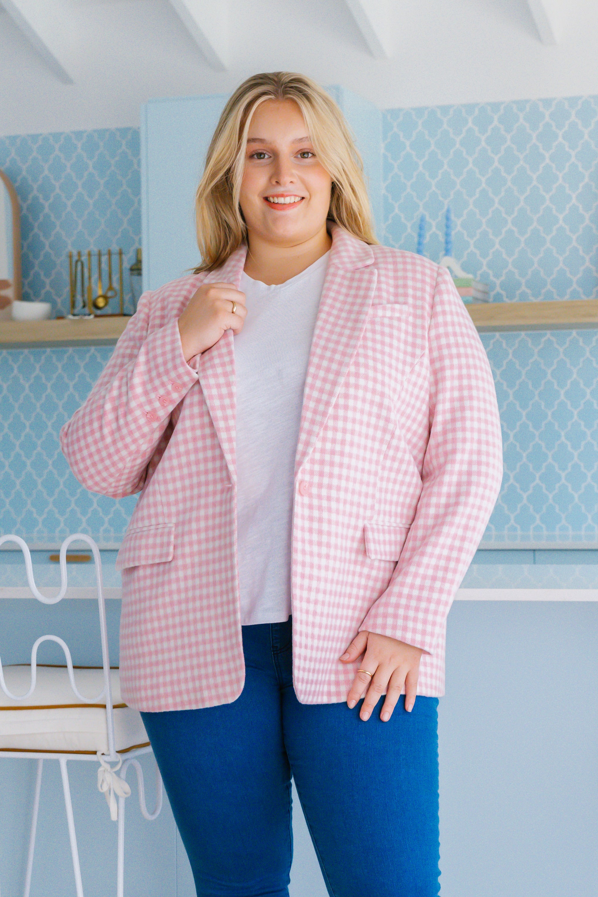 Dion Jacket in Pink Check