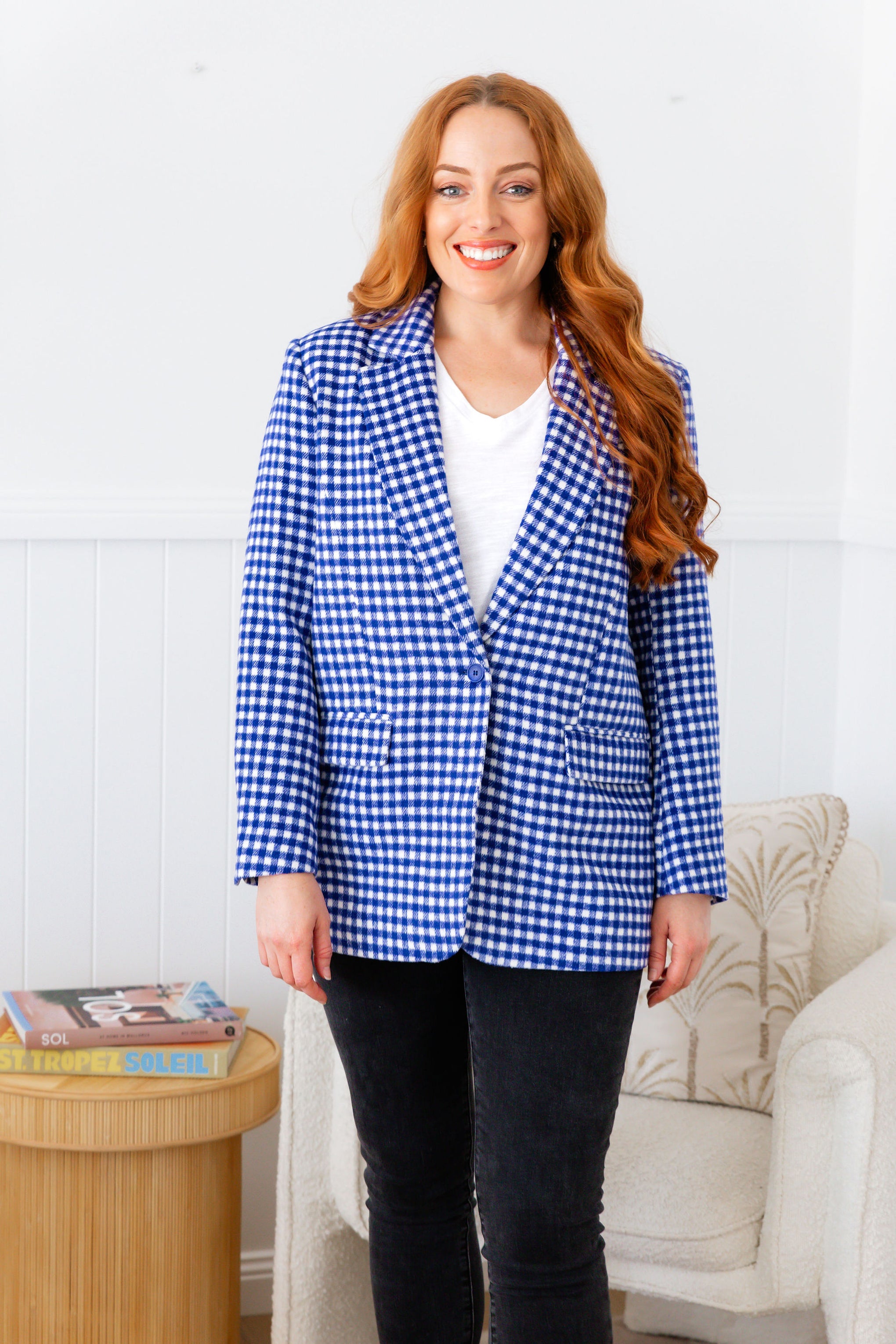 Dion Jacket in Cobalt Check