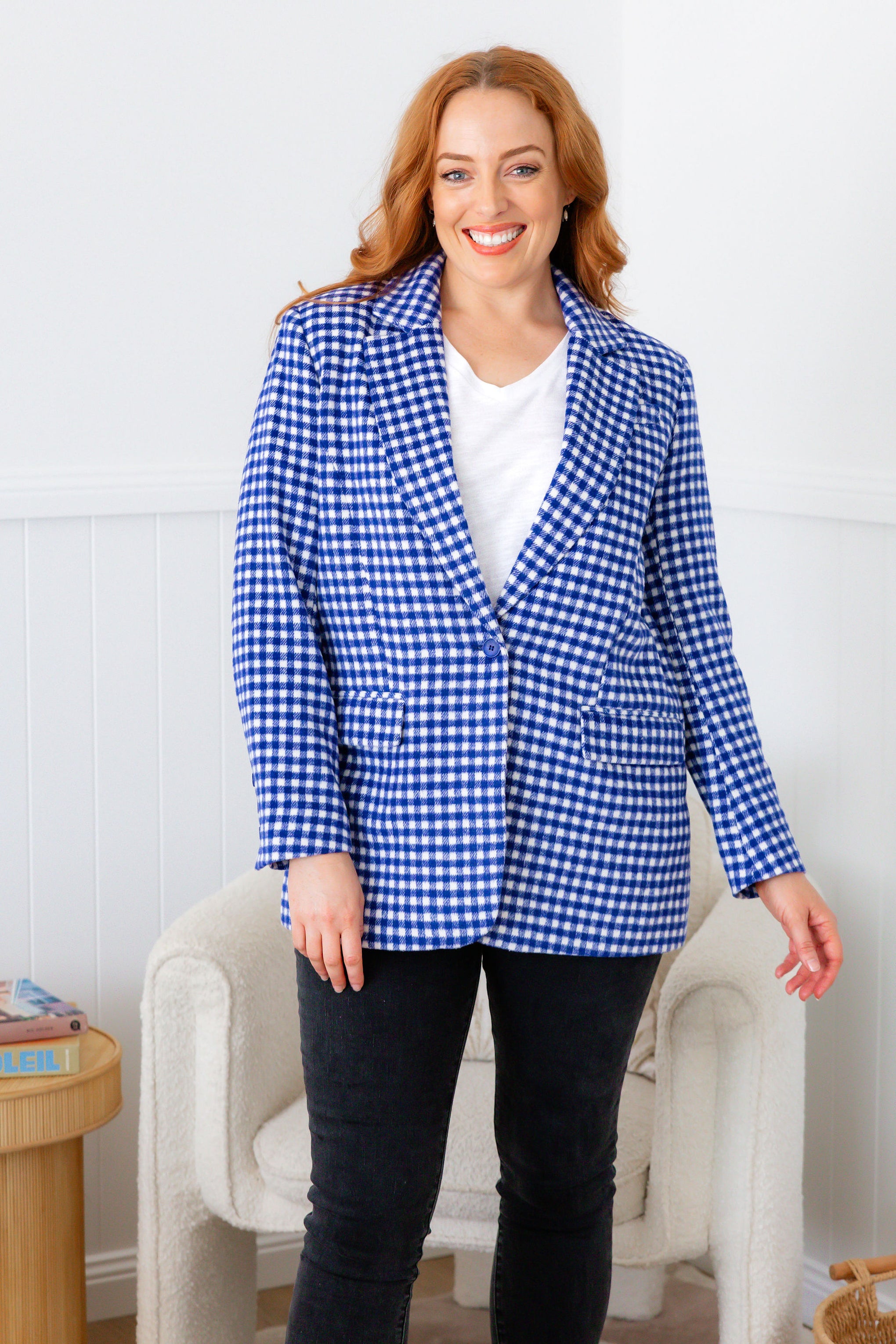 Dion Jacket in Cobalt Check