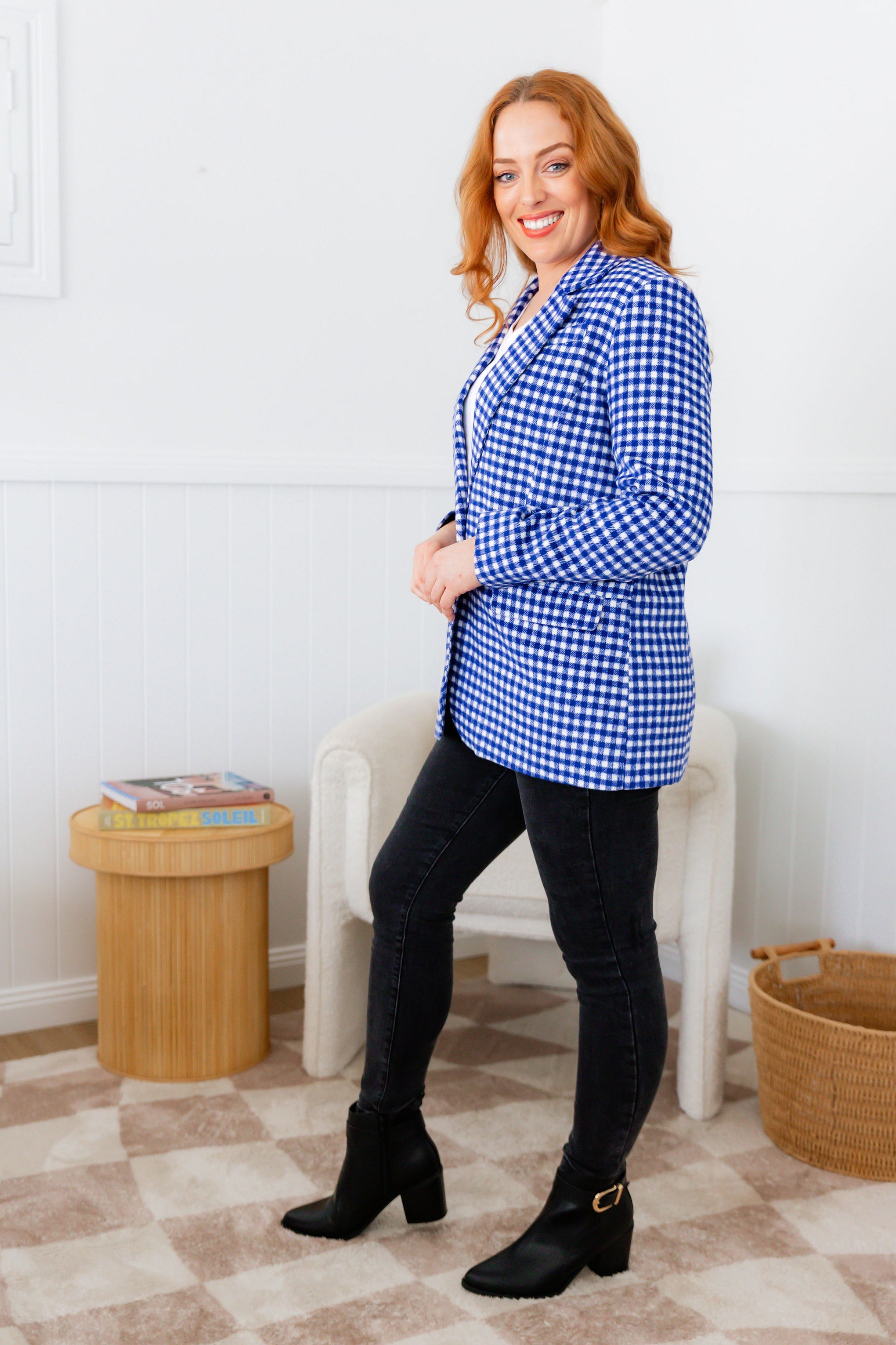 Dion Jacket in Cobalt Check