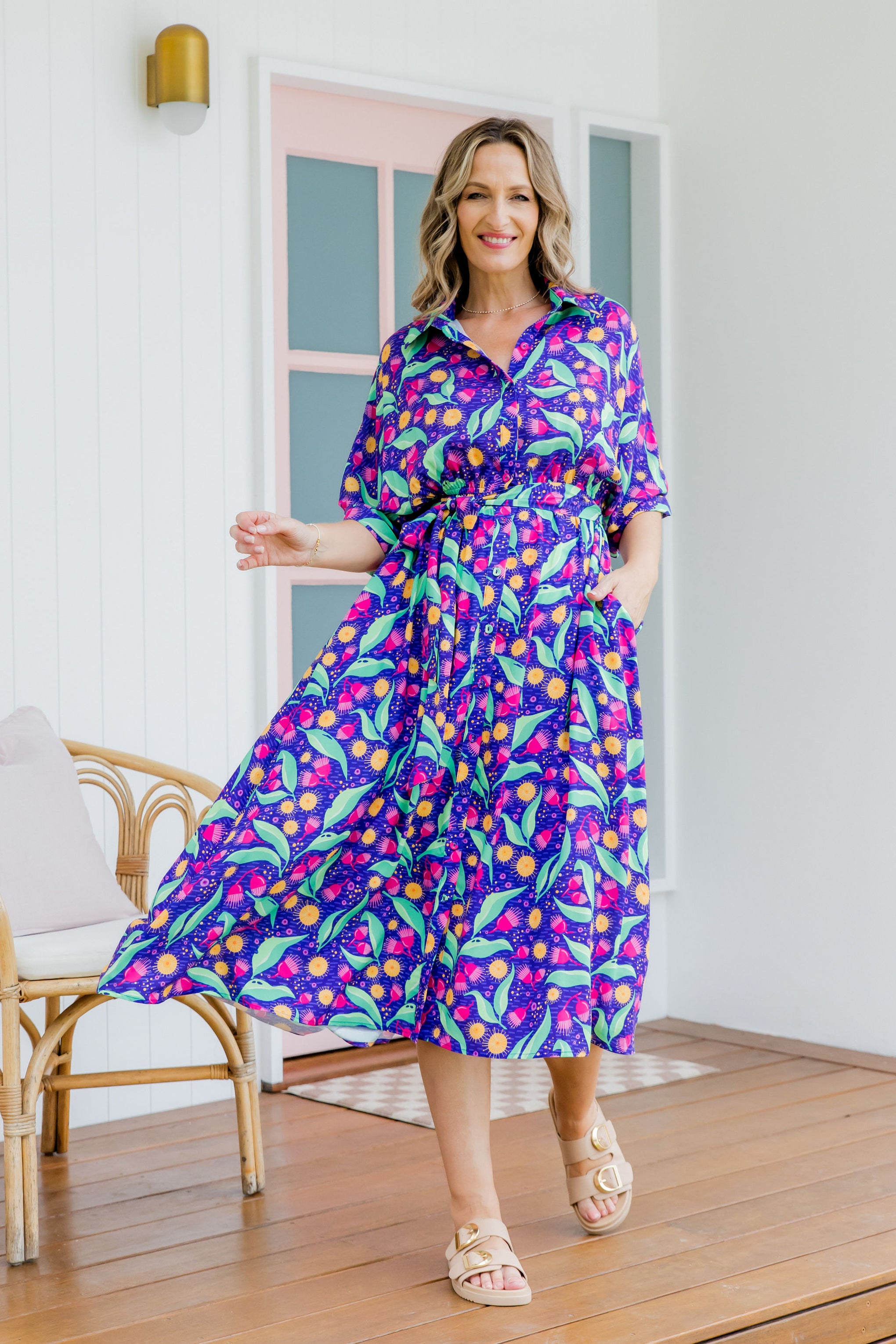 Maddy Midi Dress in Gumnuts