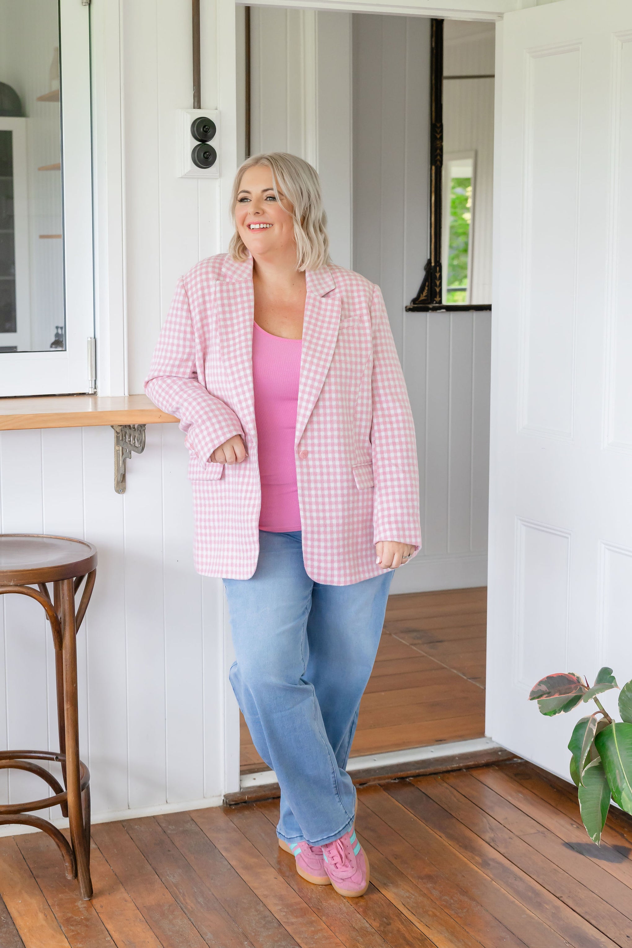 Dion Jacket in Pink Check