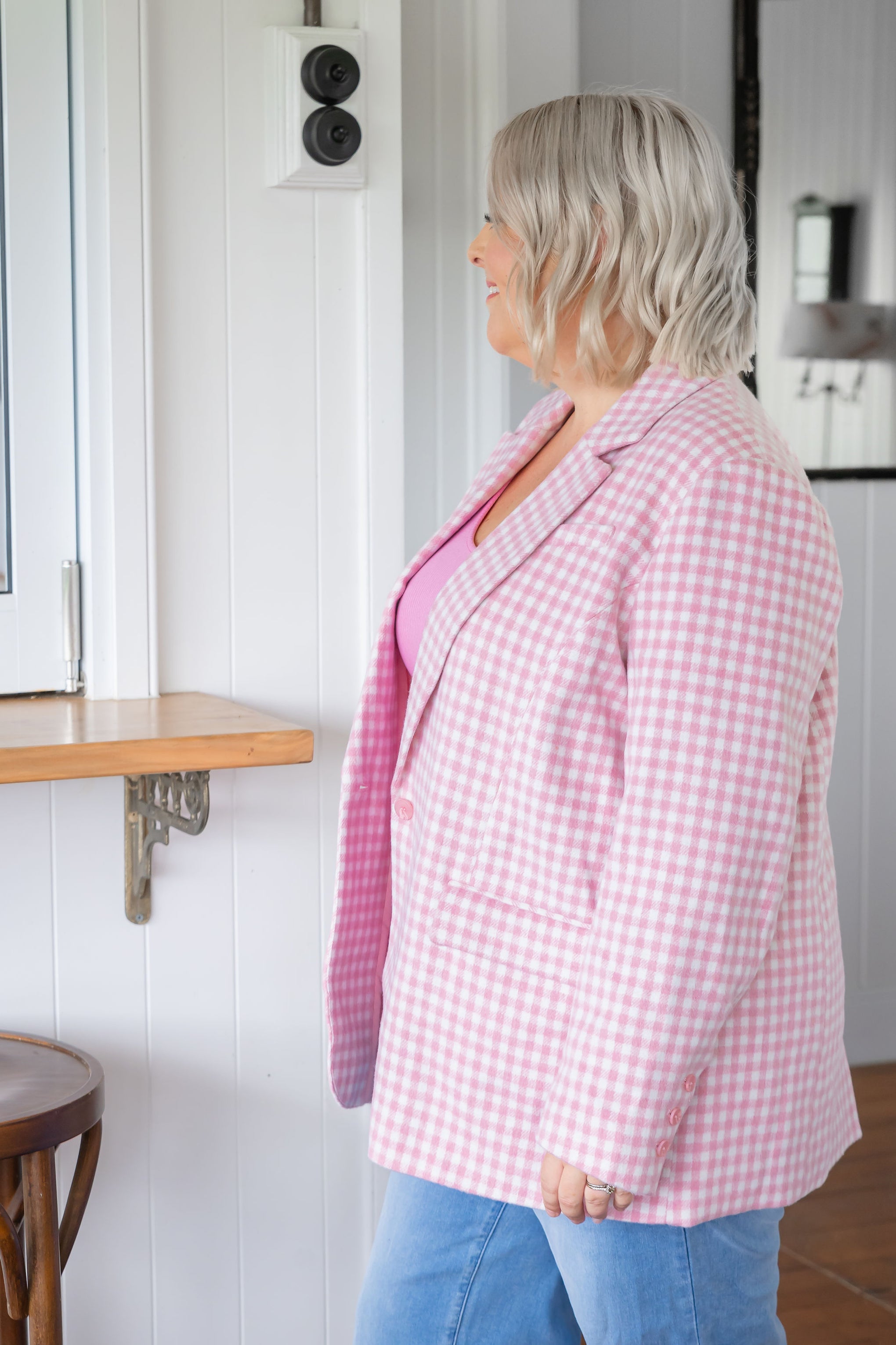 Dion Jacket in Pink Check