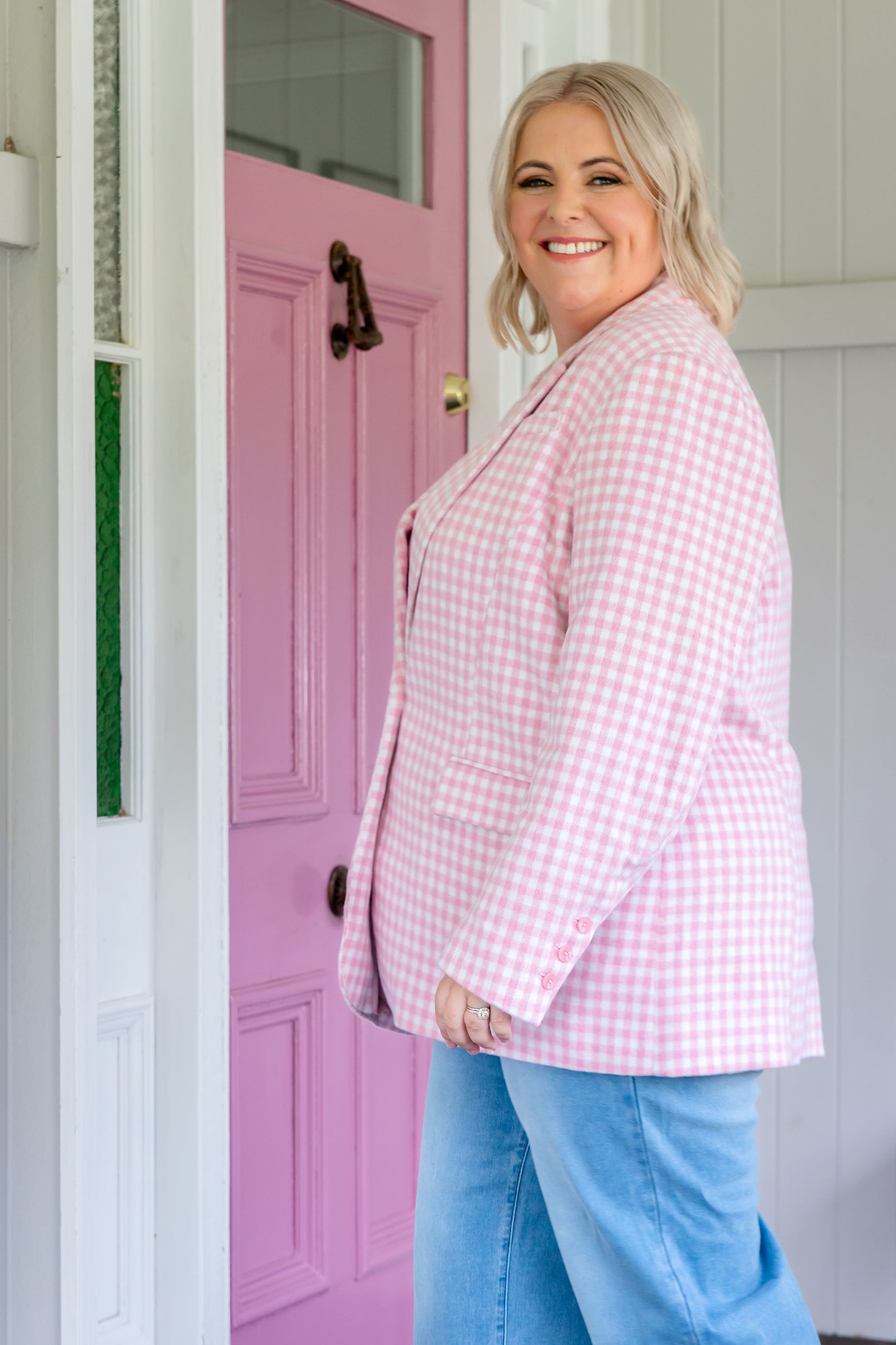 Dion Jacket in Pink Check