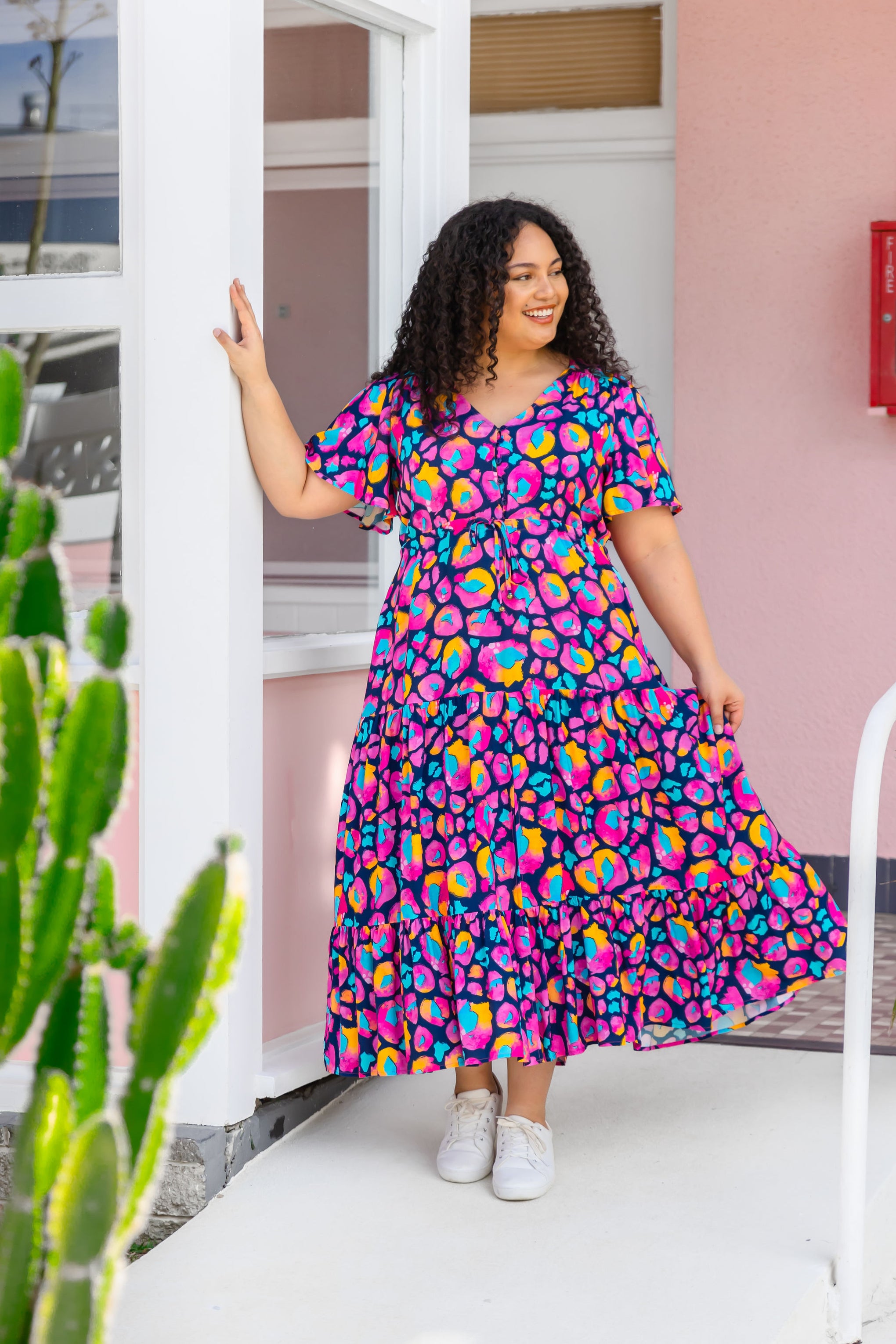 Bonnie Dress in Magenta Leopard by Kasey Rainbow