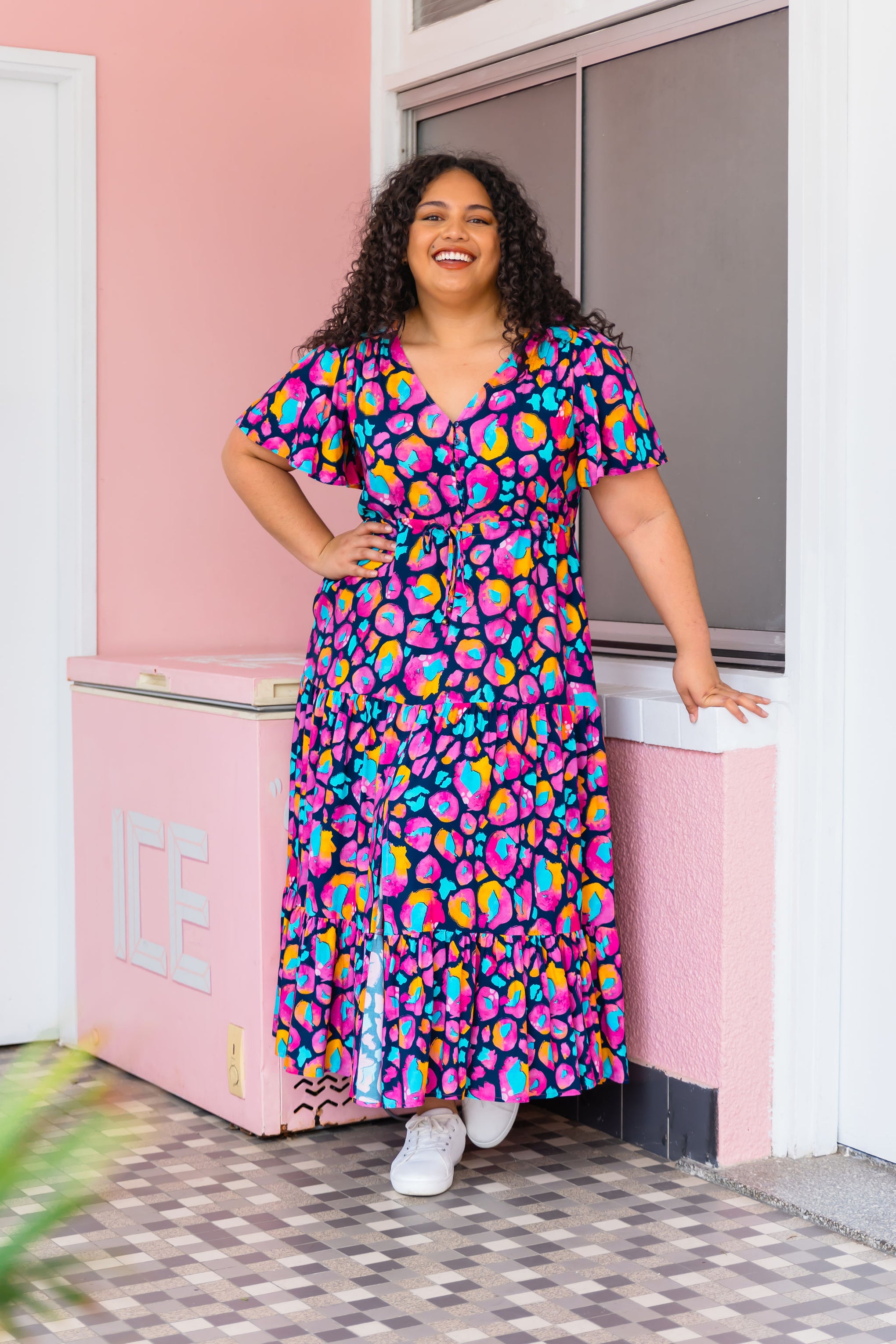 Bonnie Dress in Magenta Leopard by Kasey Rainbow