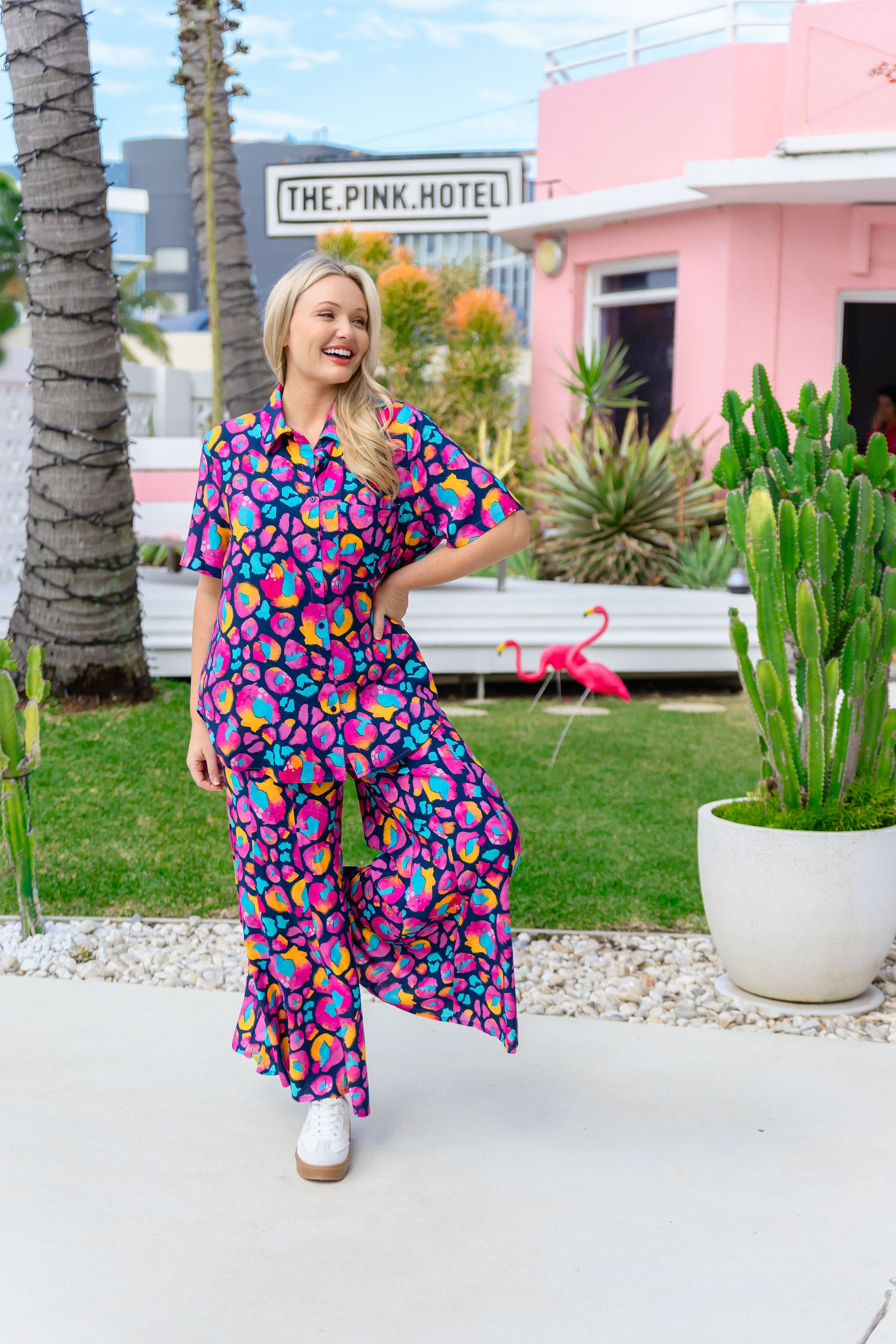 Zelda Pants in Magenta Leopard by Kasey Rainbow
