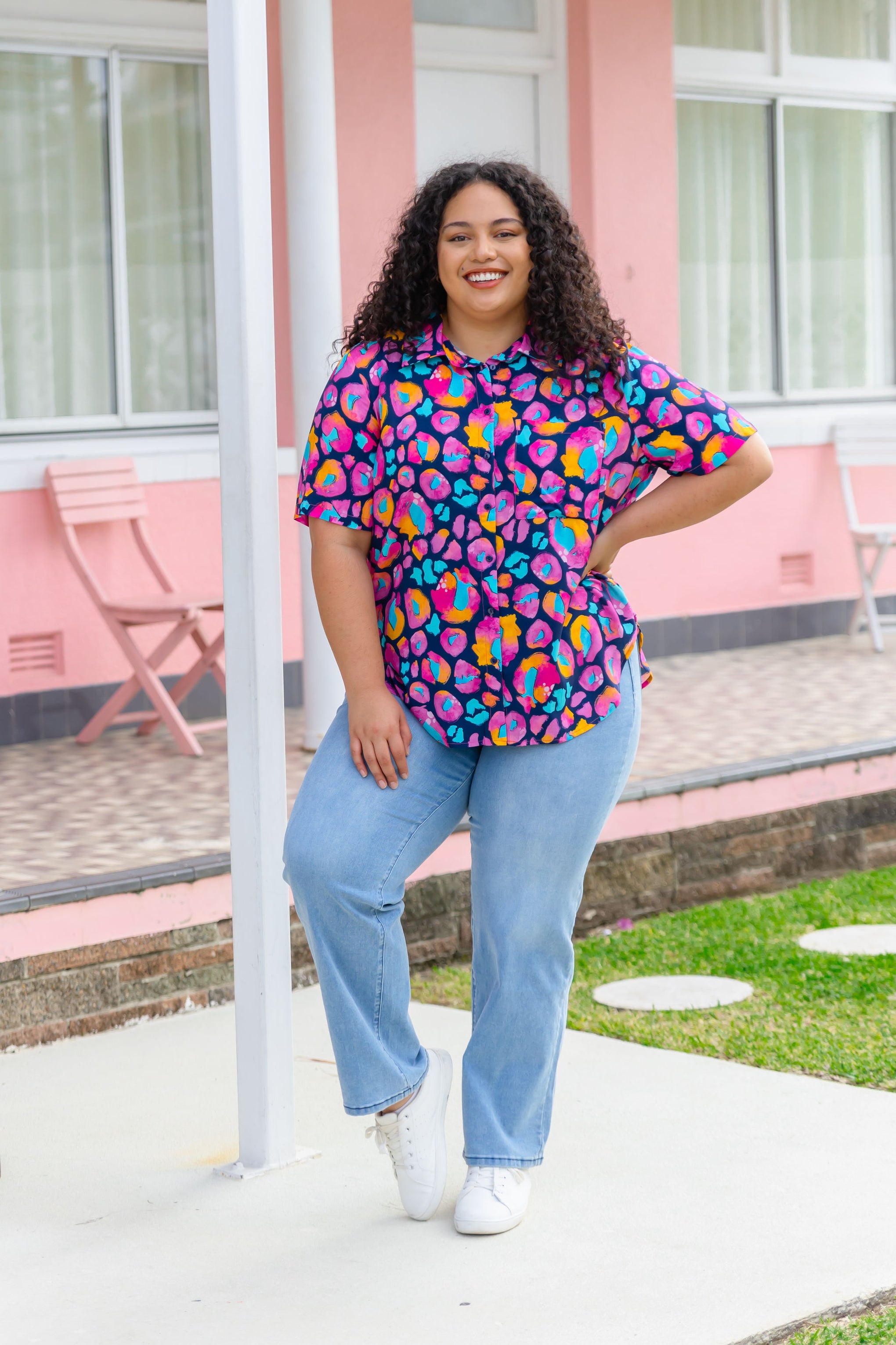 Samara Shirt in Magenta Leopard by Kasey Rainbow