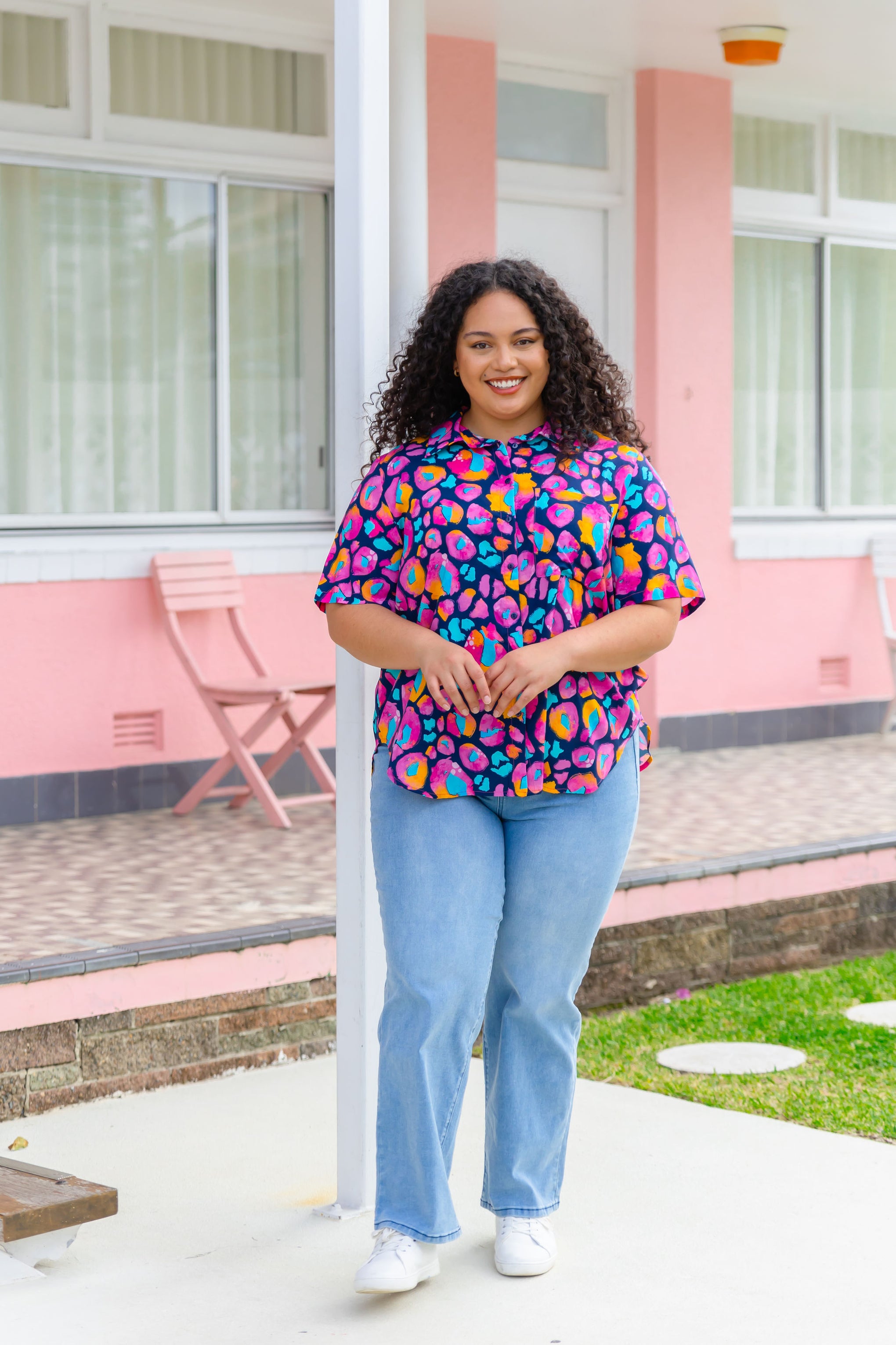 Samara Shirt in Magenta Leopard by Kasey Rainbow