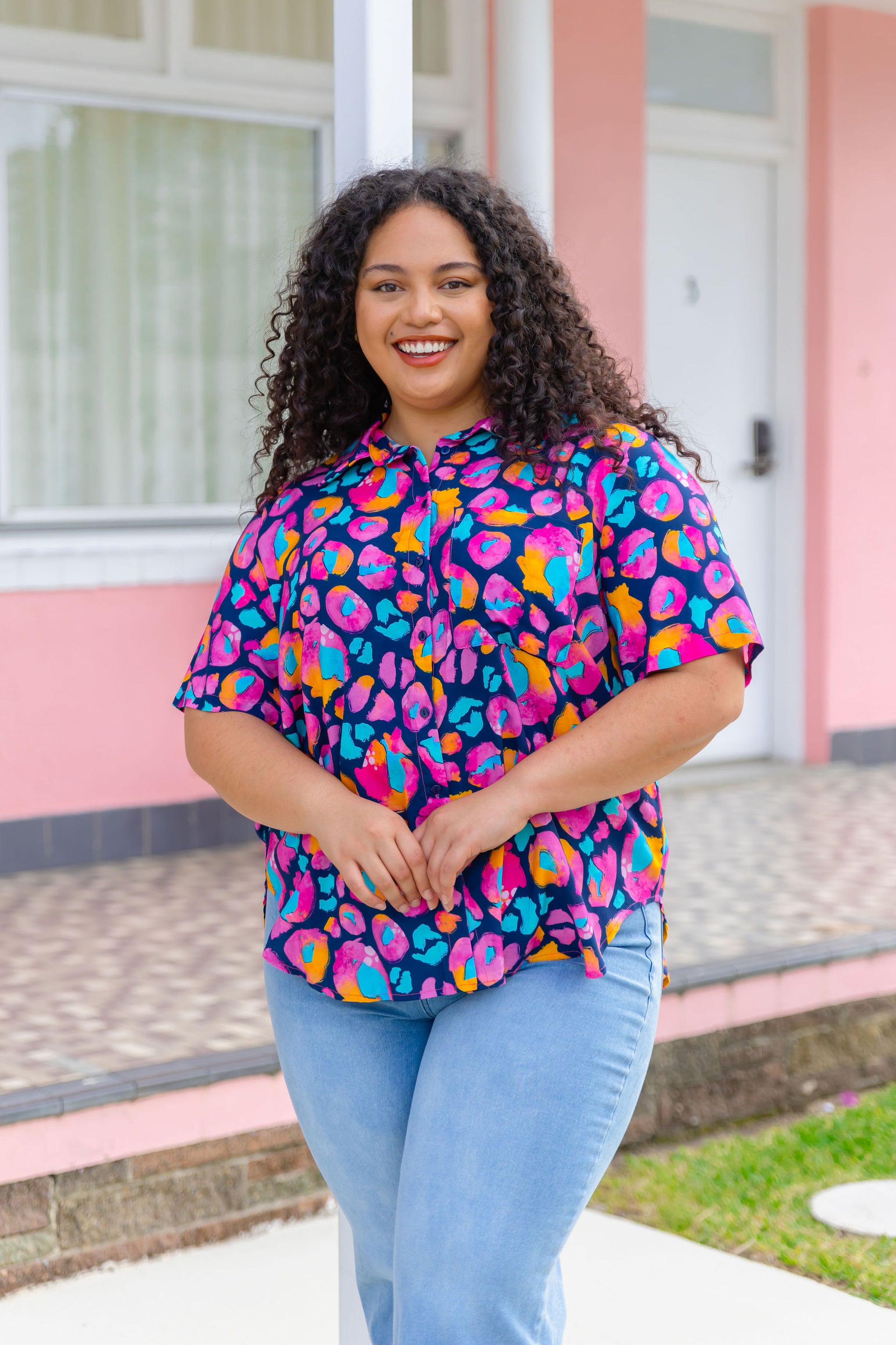 Samara Shirt in Magenta Leopard by Kasey Rainbow