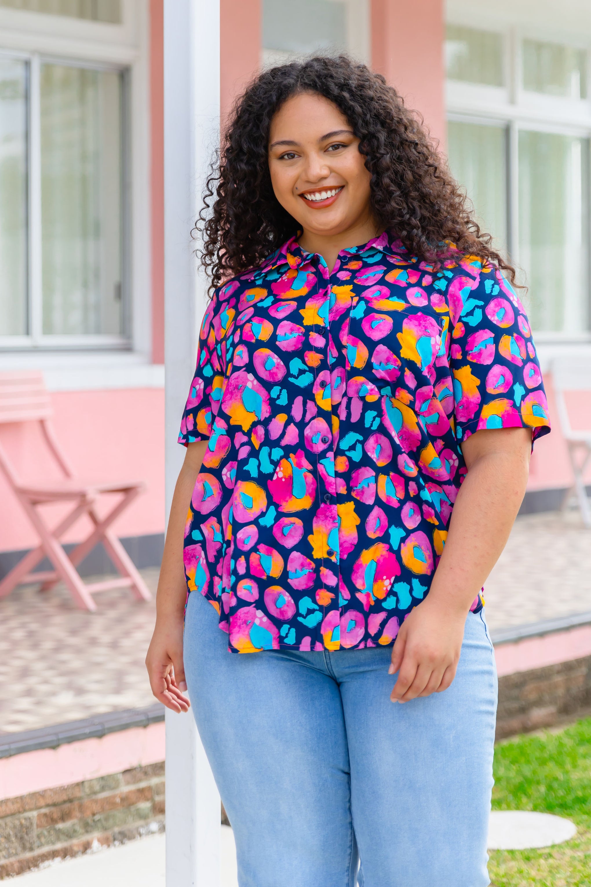 Samara Shirt in Magenta Leopard by Kasey Rainbow