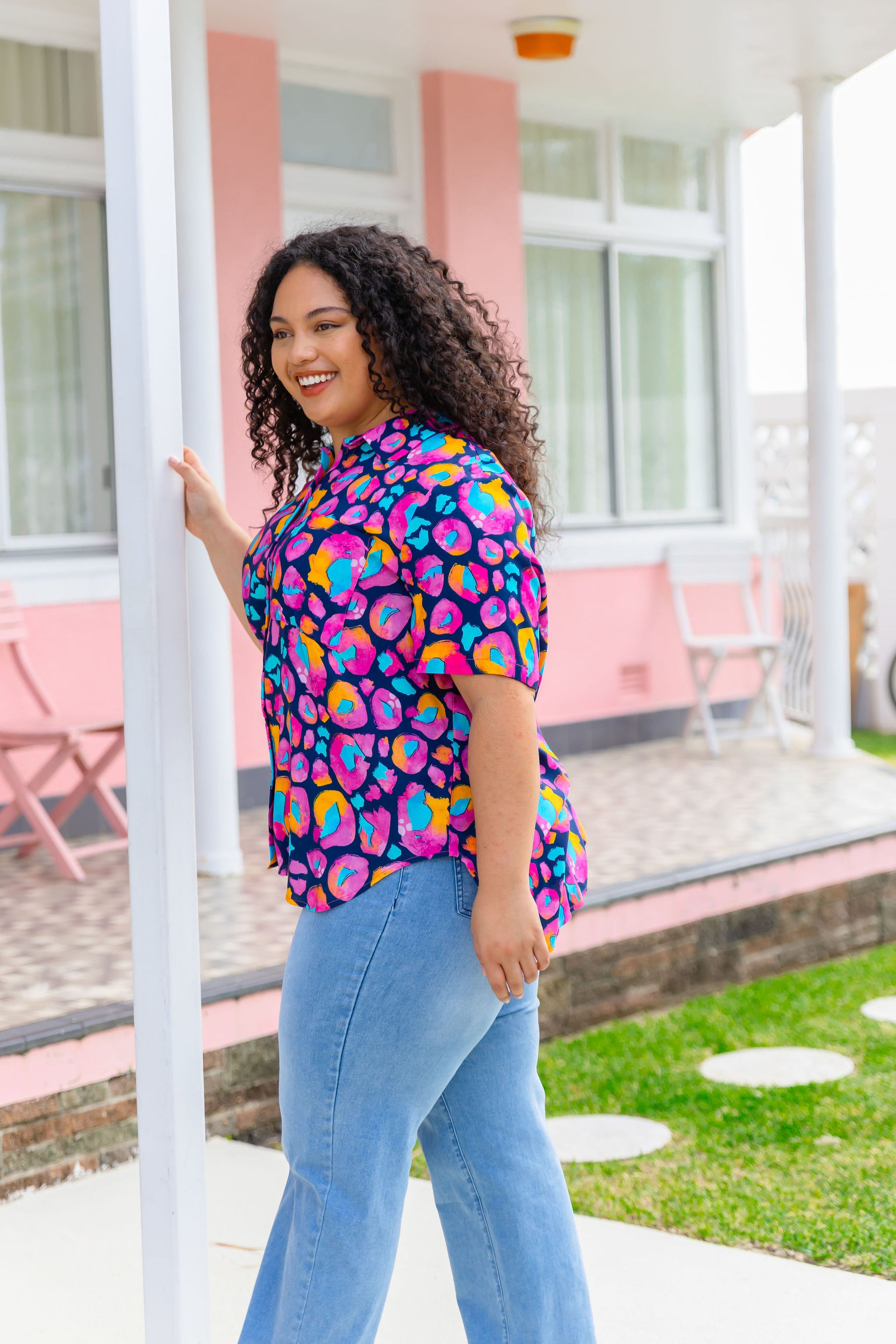 Samara Shirt in Magenta Leopard by Kasey Rainbow