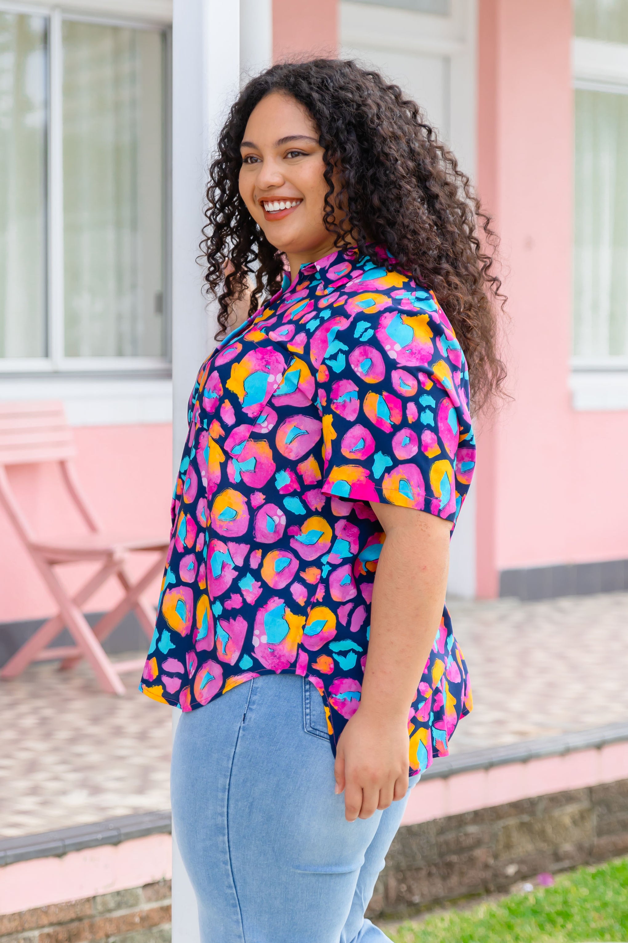 Samara Shirt in Magenta Leopard by Kasey Rainbow