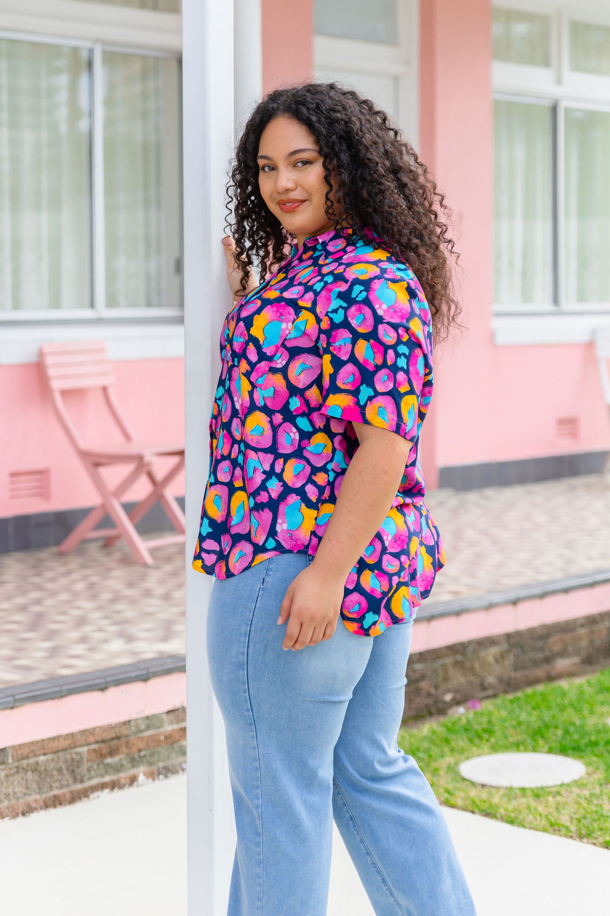 Samara Shirt in Magenta Leopard by Kasey Rainbow