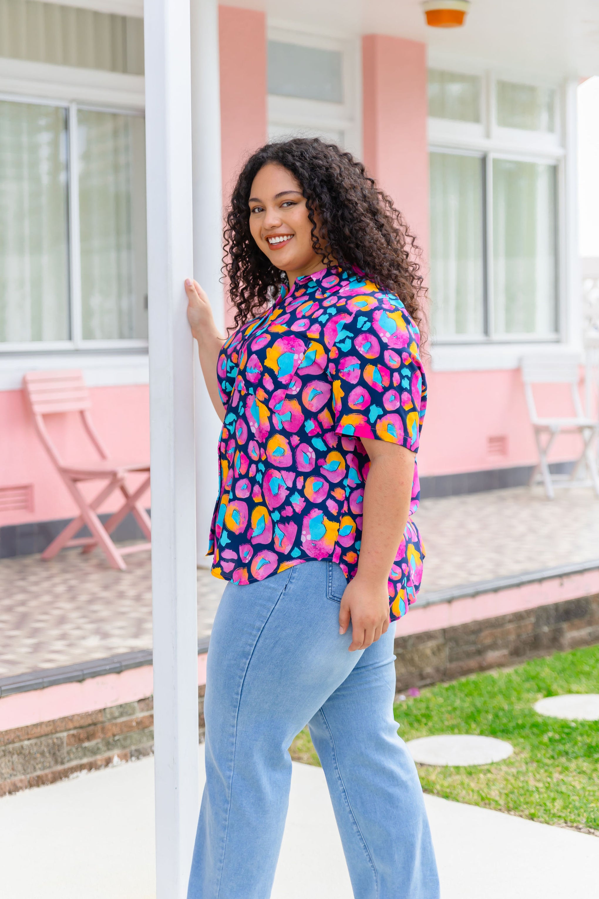 Samara Shirt in Magenta Leopard by Kasey Rainbow
