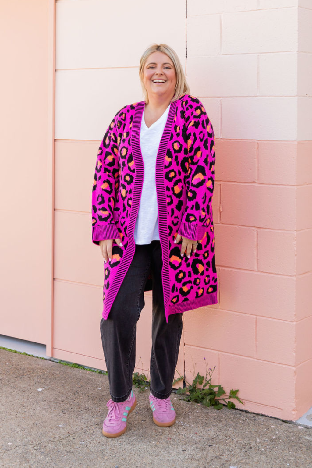 Darcy Cardi In Pink Leopard by Kasey Rainbow