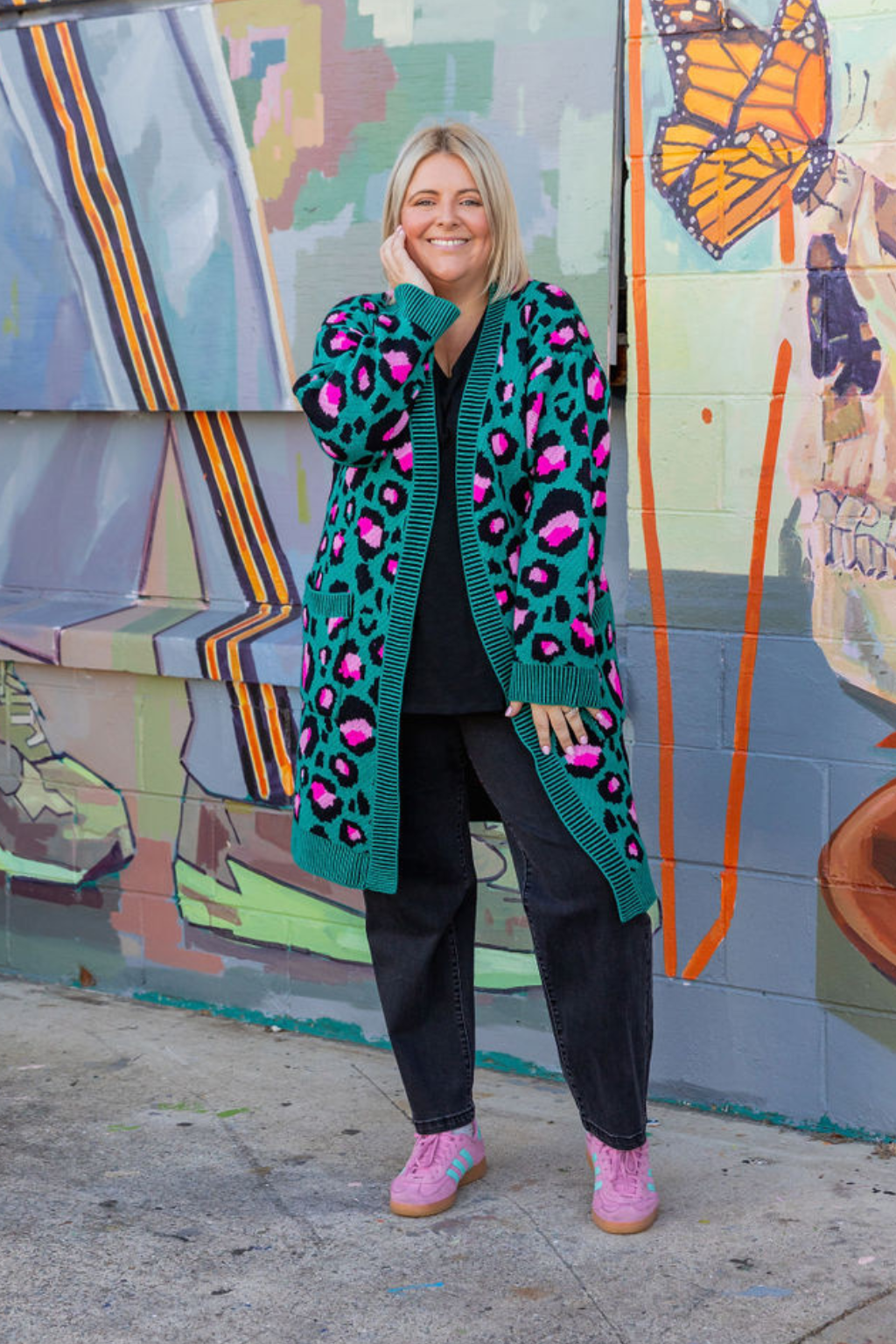 Darcy Cardi In Green Leopard by Kasey Rainbow
