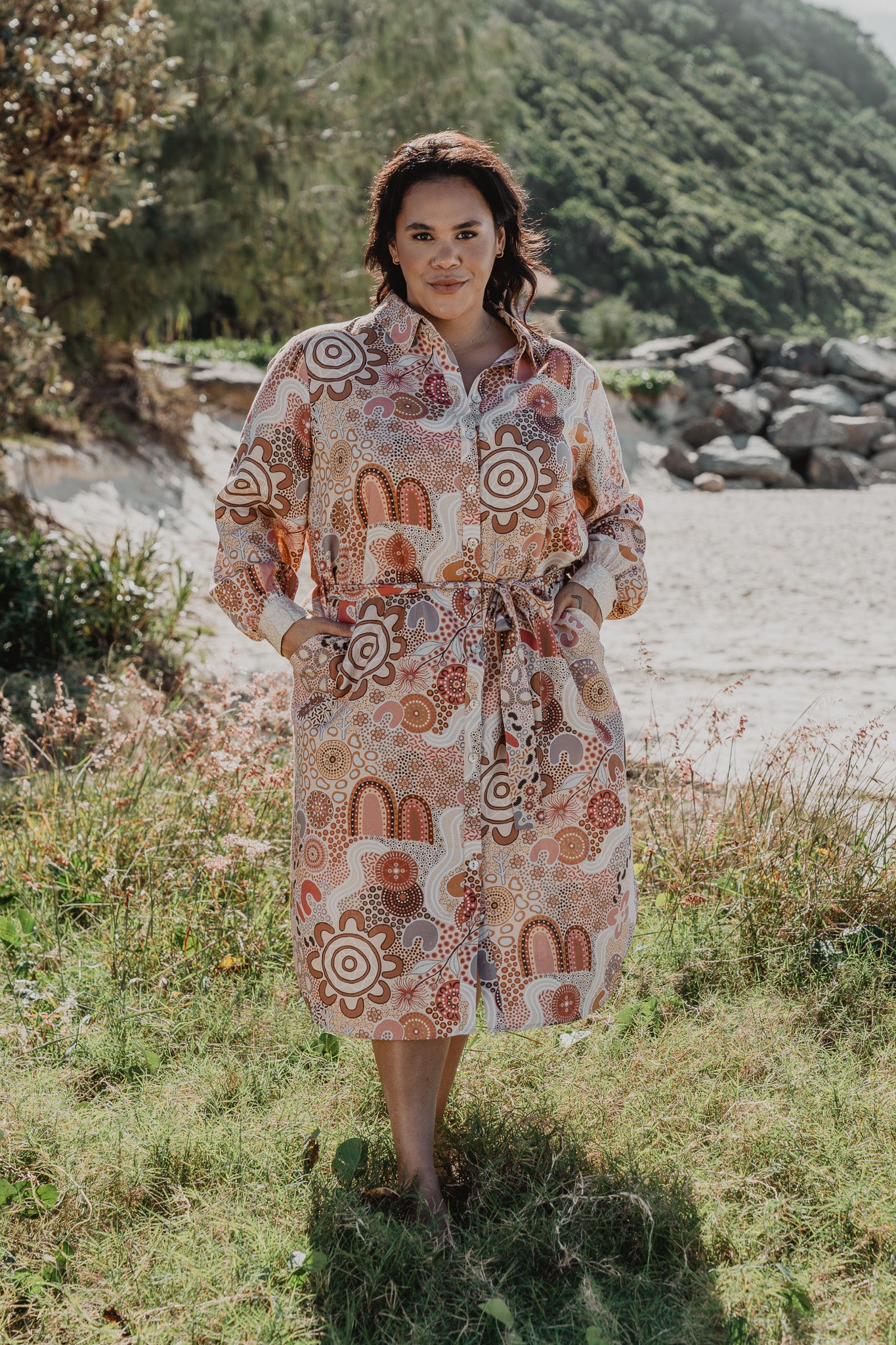Lana Midi Shirt Dress in Rise and Bloom