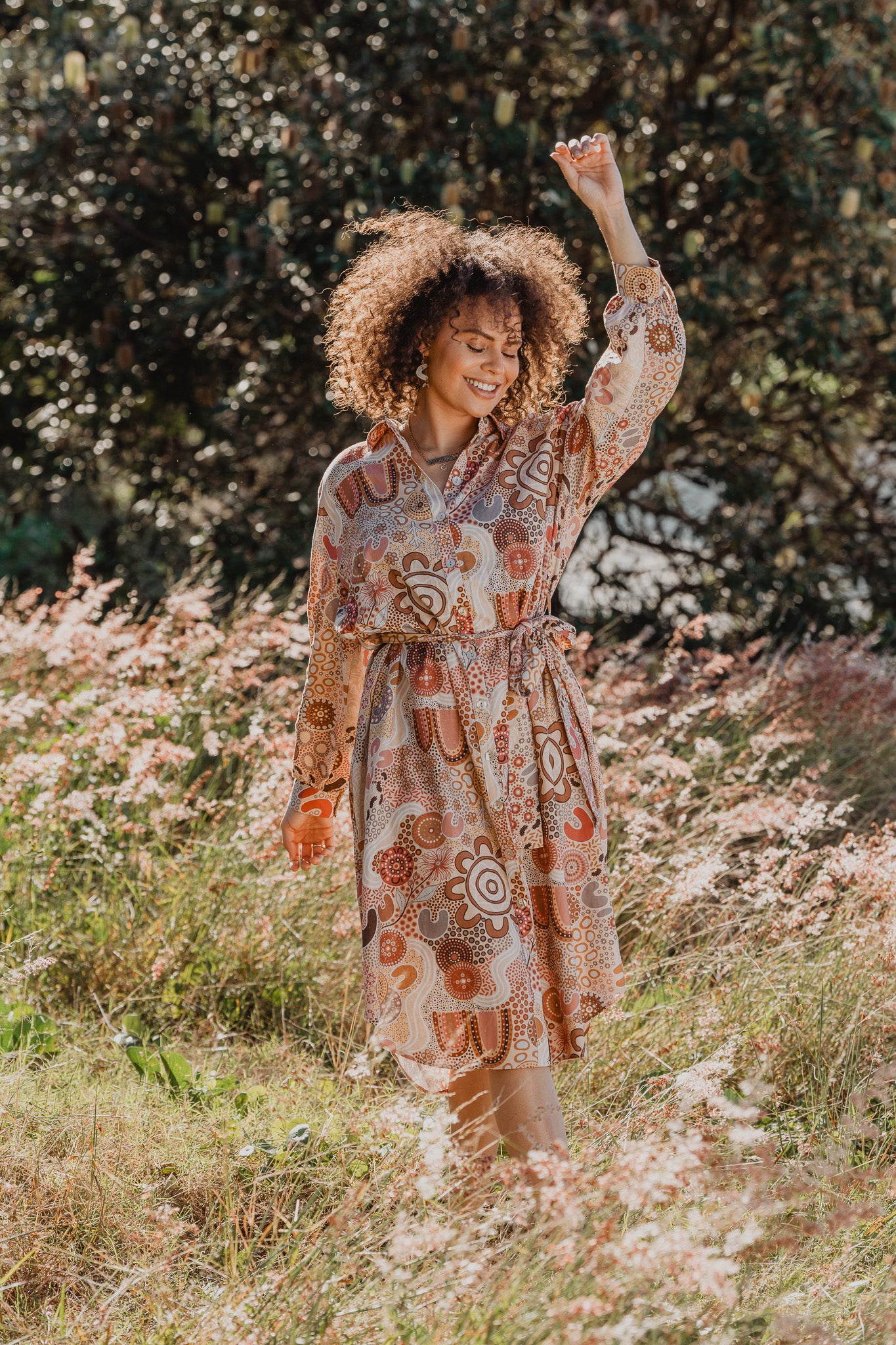 Lana Midi Shirt Dress in Rise and Bloom