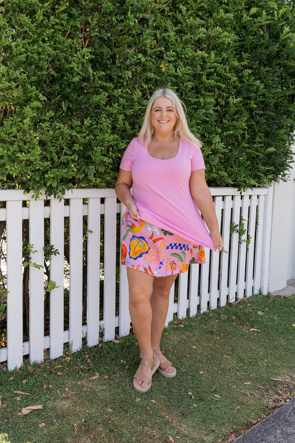 Billi Rib Tee in Barbie Pink