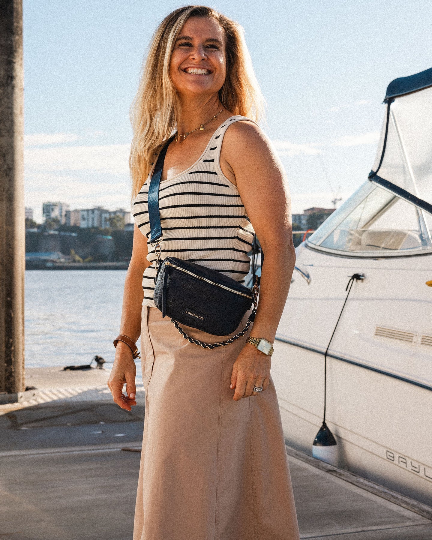 Halsey Sling Bag - Navy by Louenhide