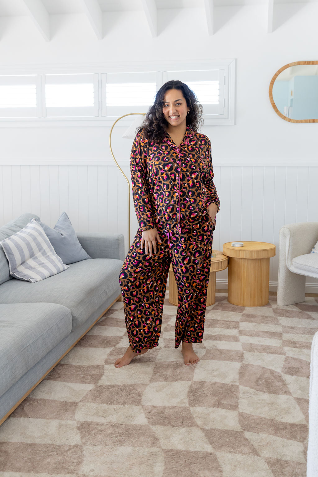 Zen L/S Shirt & Pant Sleepwear Set in Bronze Leopard by Kasey Rainbow
