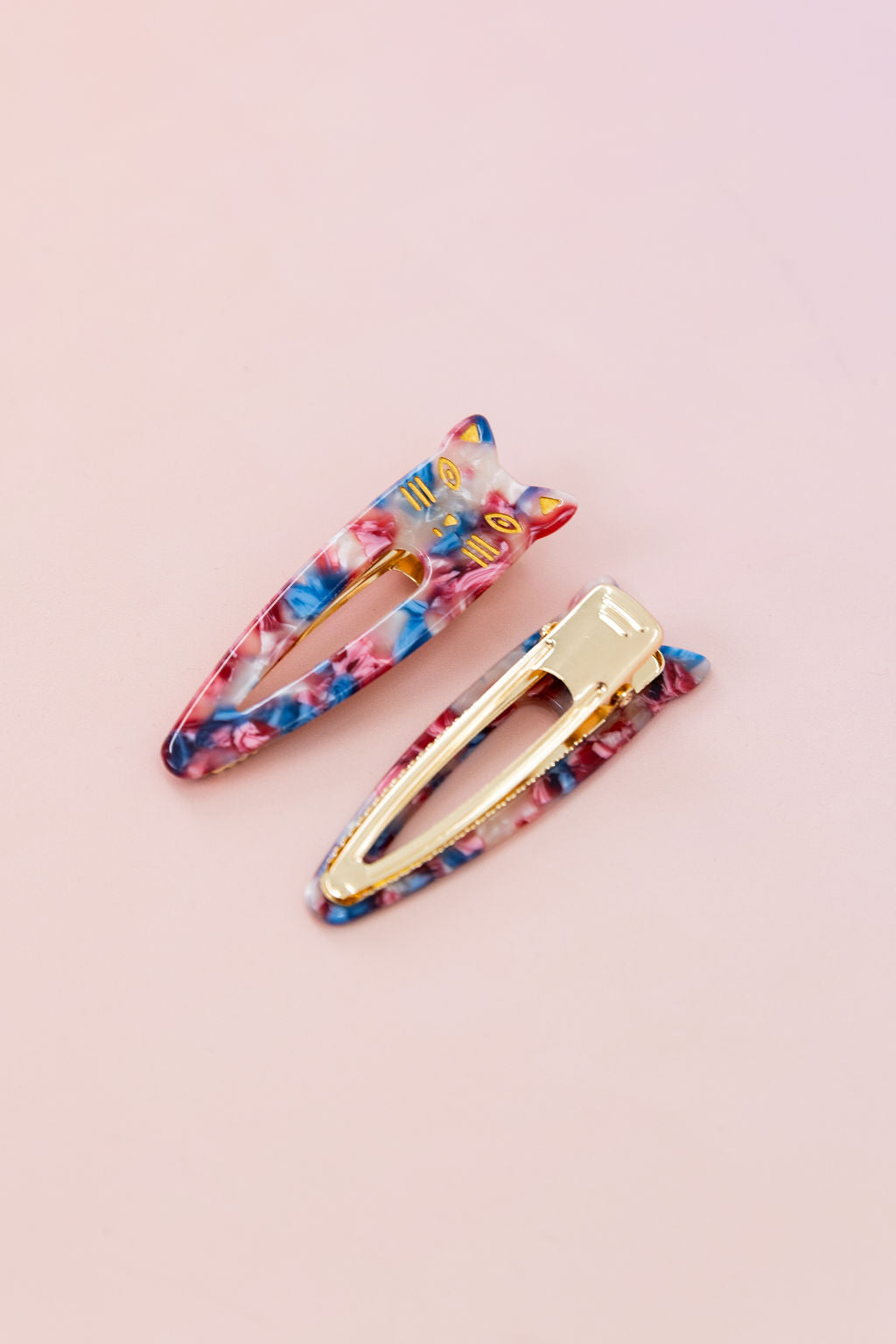 Cat Hair Clips in Pink & Blue