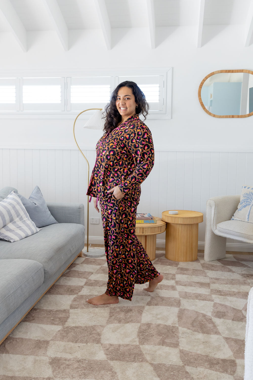 Zen L/S Shirt & Pant Sleepwear Set in Bronze Leopard by Kasey Rainbow