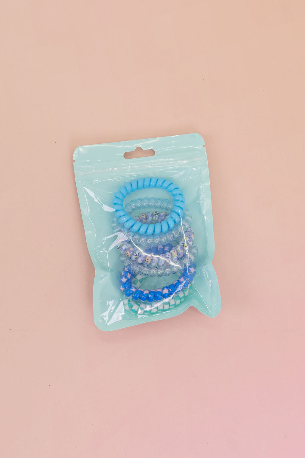 Blue Coil Hair Ties – 6 Pack