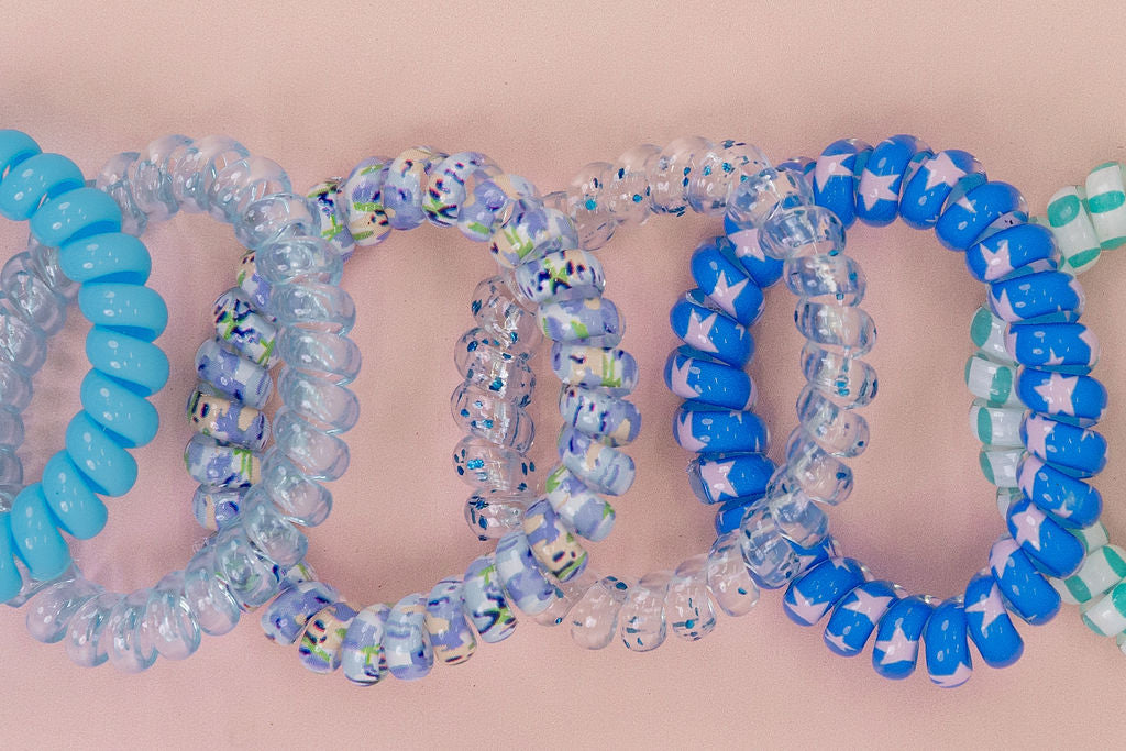 Blue Coil Hair Ties – 6 Pack