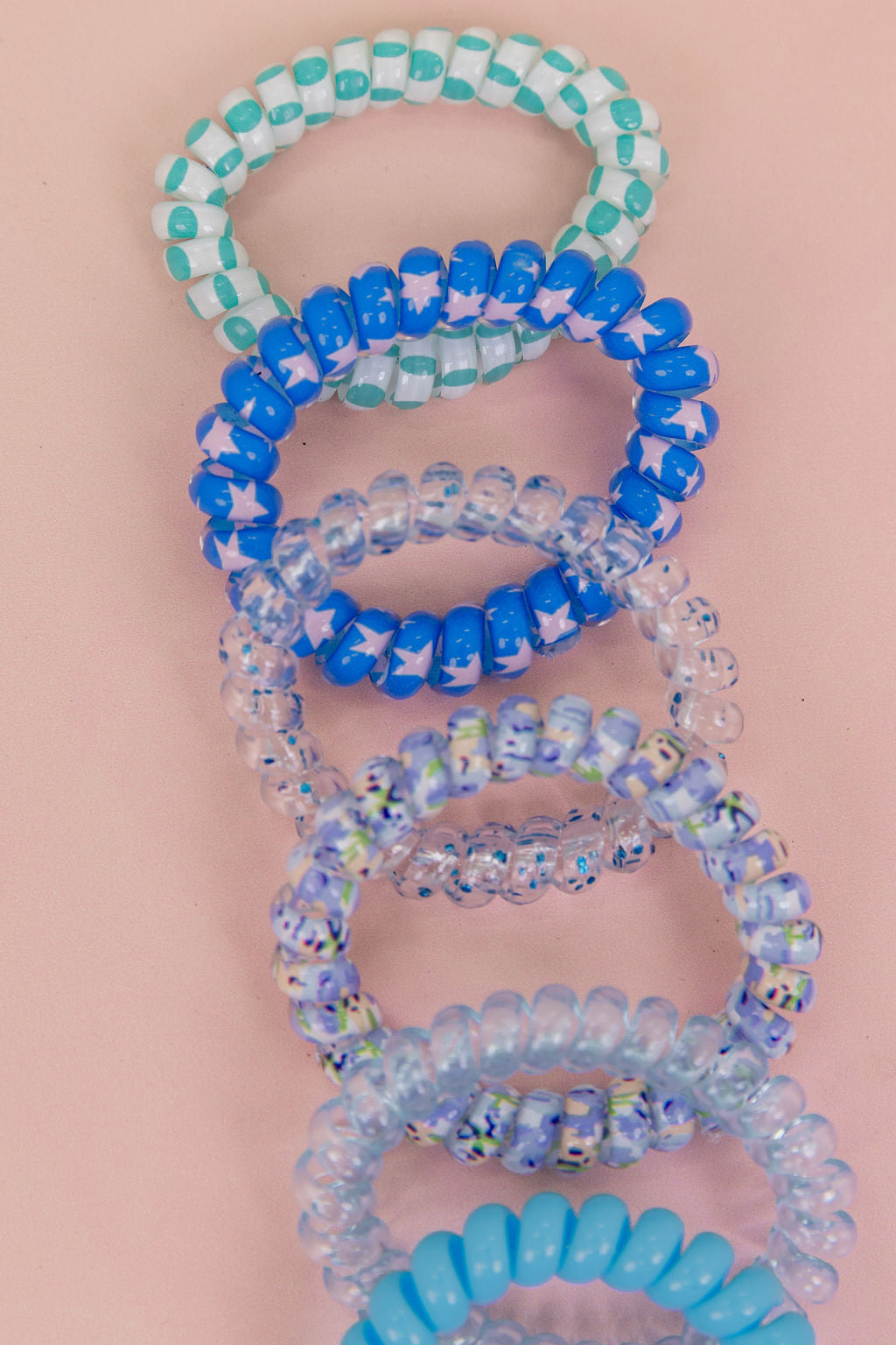 Blue Coil Hair Ties – 6 Pack