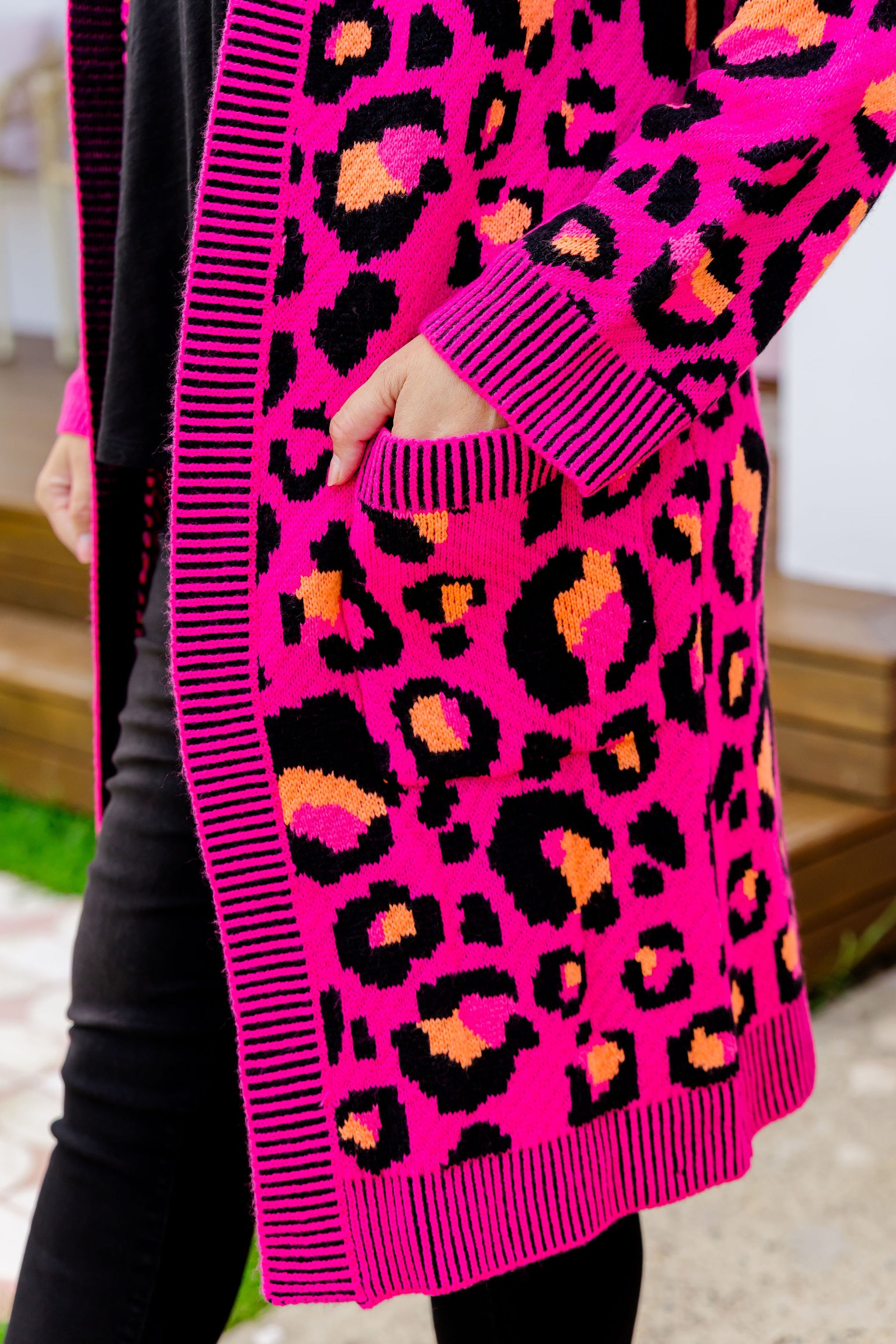 Darcy Cardi In Pink Leopard by Kasey Rainbow