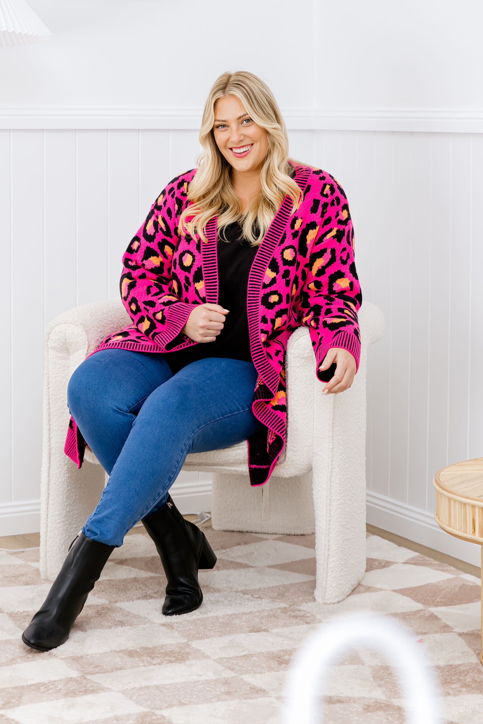 Darcy Cardi In Pink Leopard by Kasey Rainbow