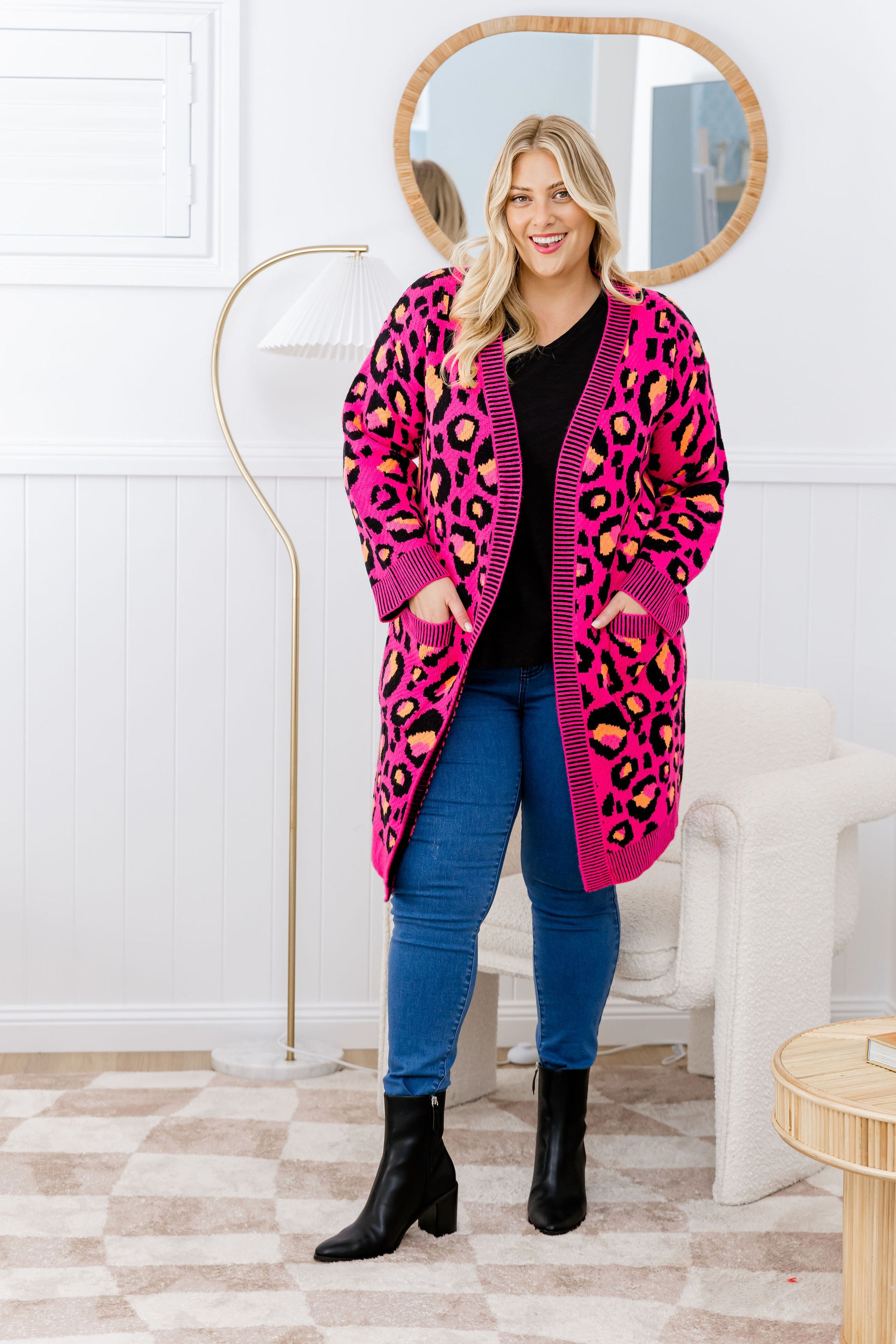 Darcy Cardi In Pink Leopard by Kasey Rainbow