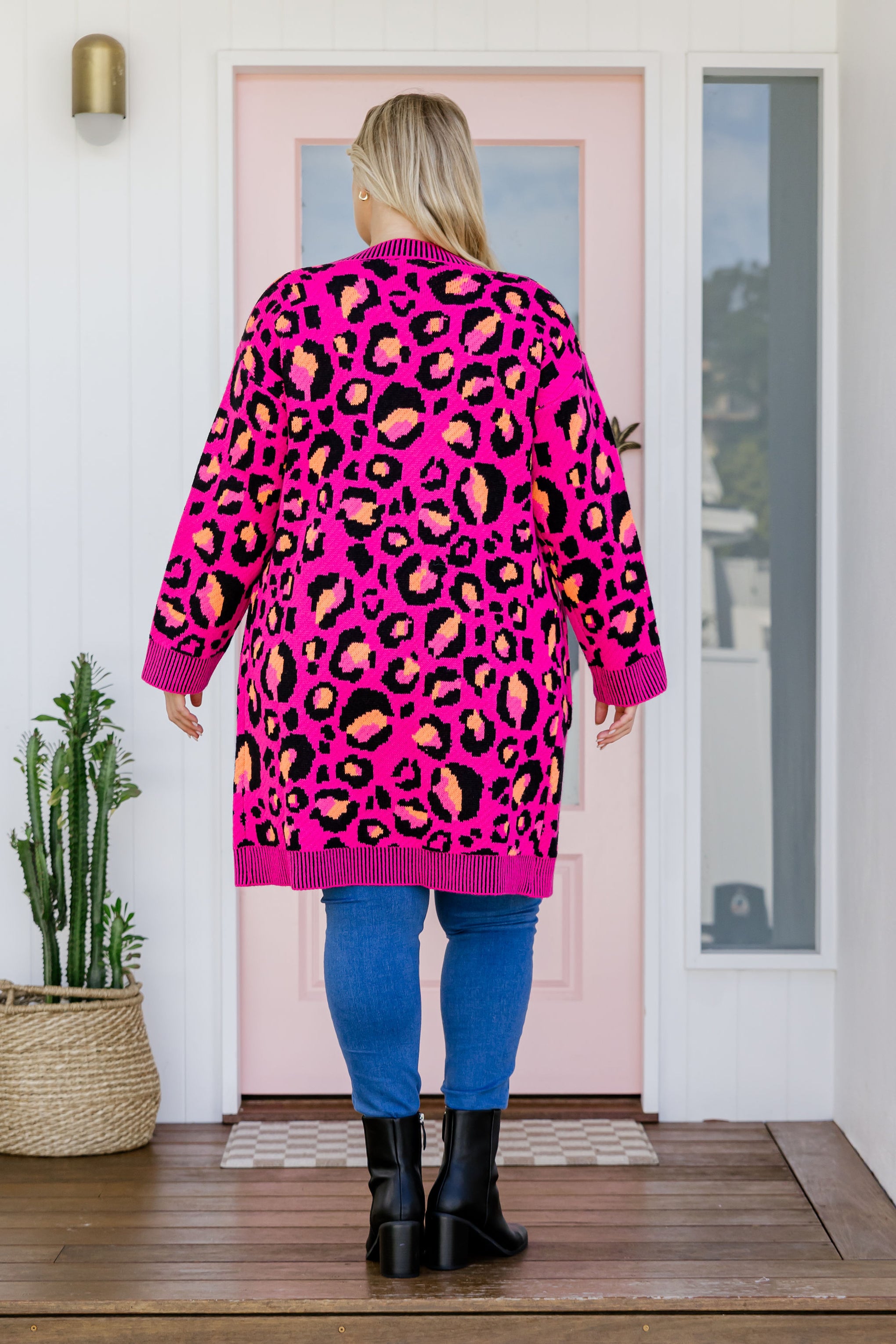 Darcy Cardi In Pink Leopard by Kasey Rainbow