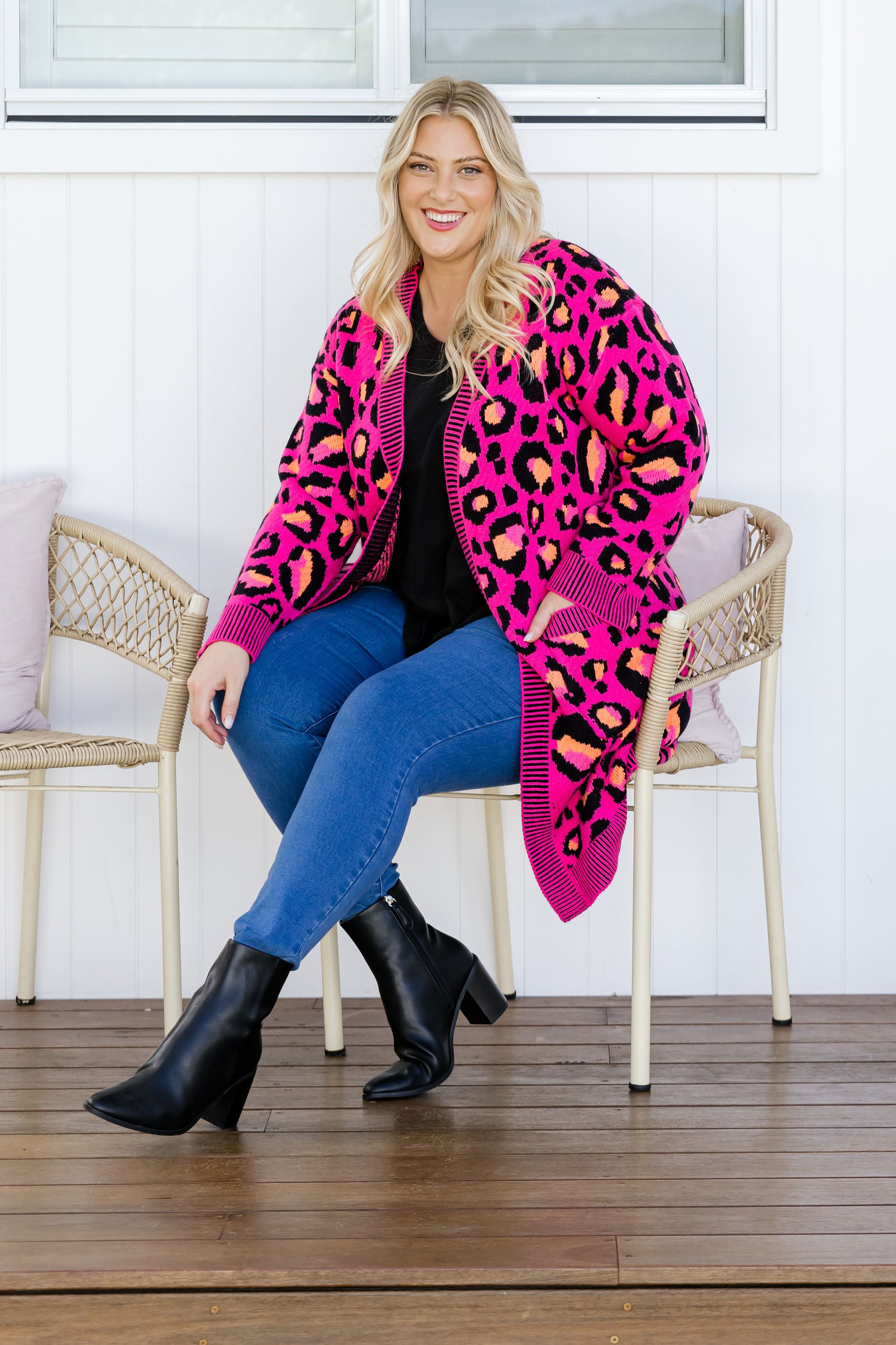 Darcy Cardi In Pink Leopard by Kasey Rainbow