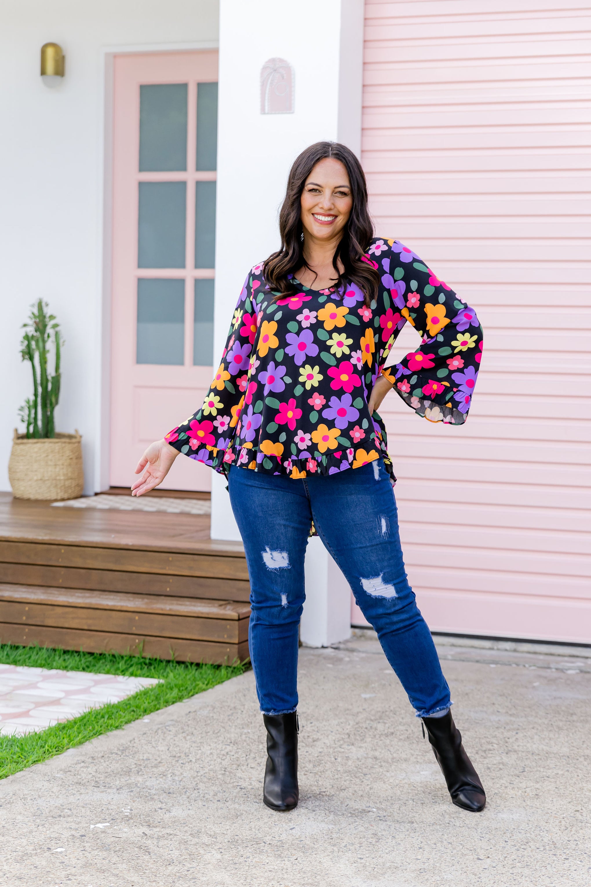Natalie Long Sleeve Top in Bloomie