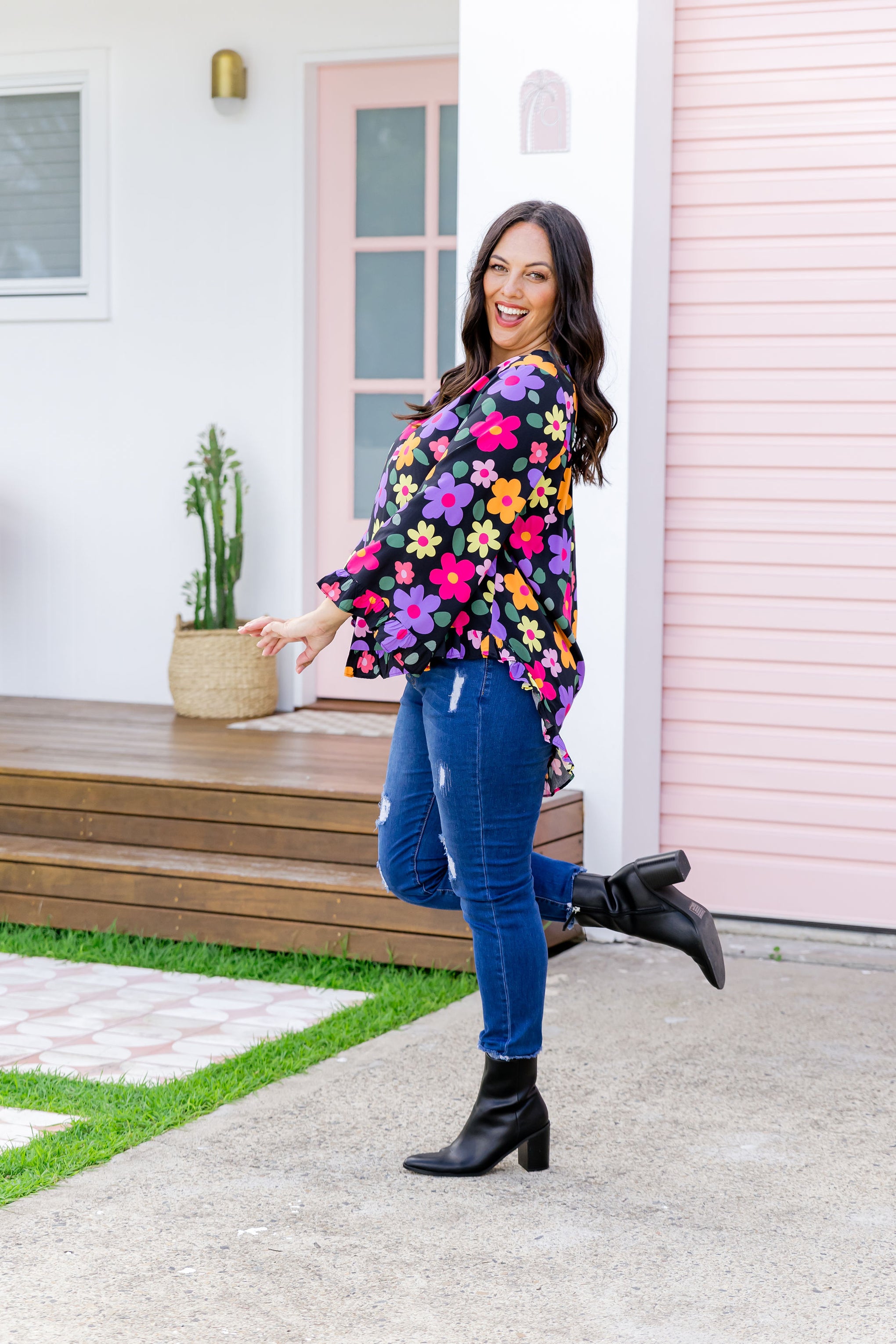 Natalie Long Sleeve Top in Bloomie