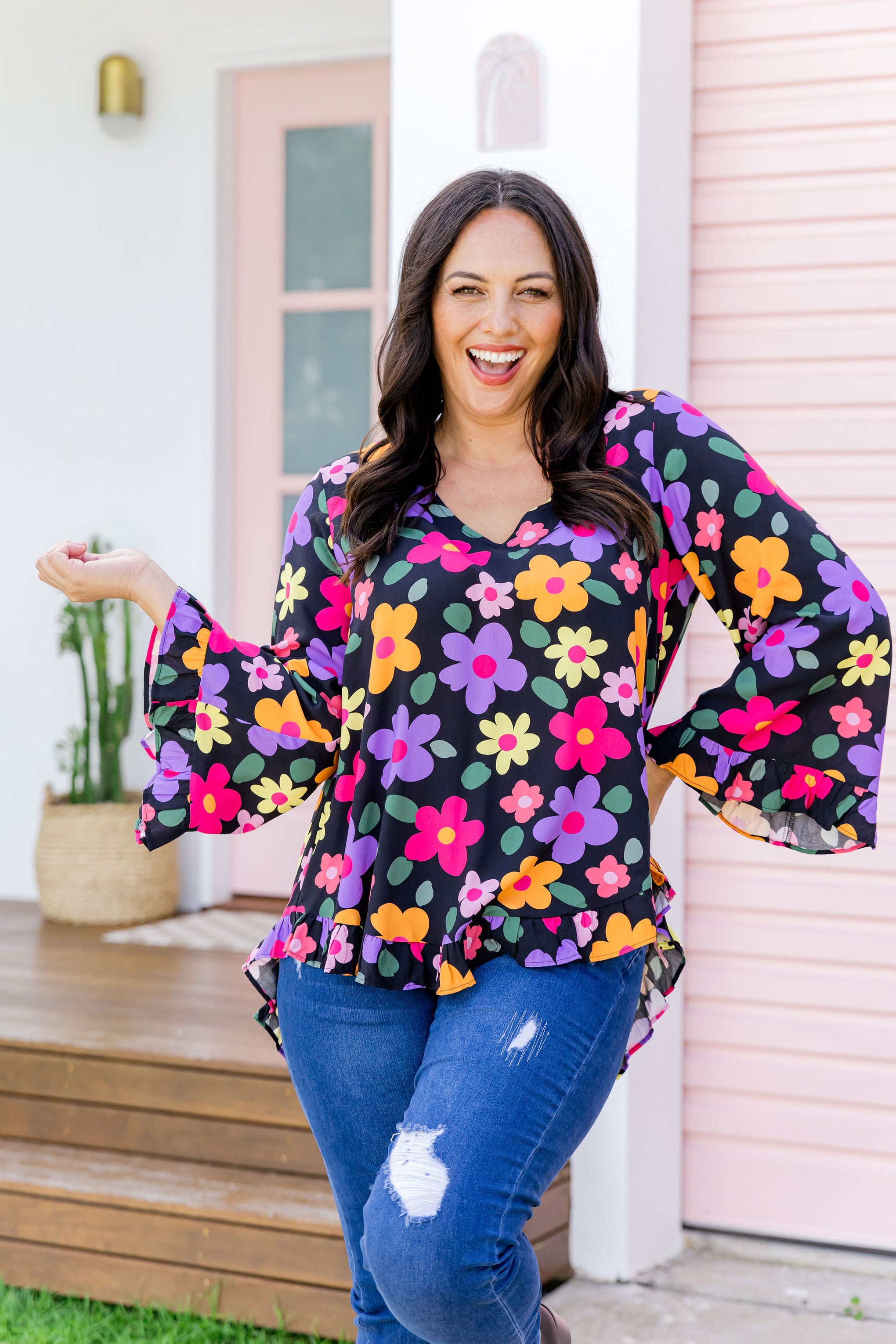 Natalie Long Sleeve Top in Bloomie