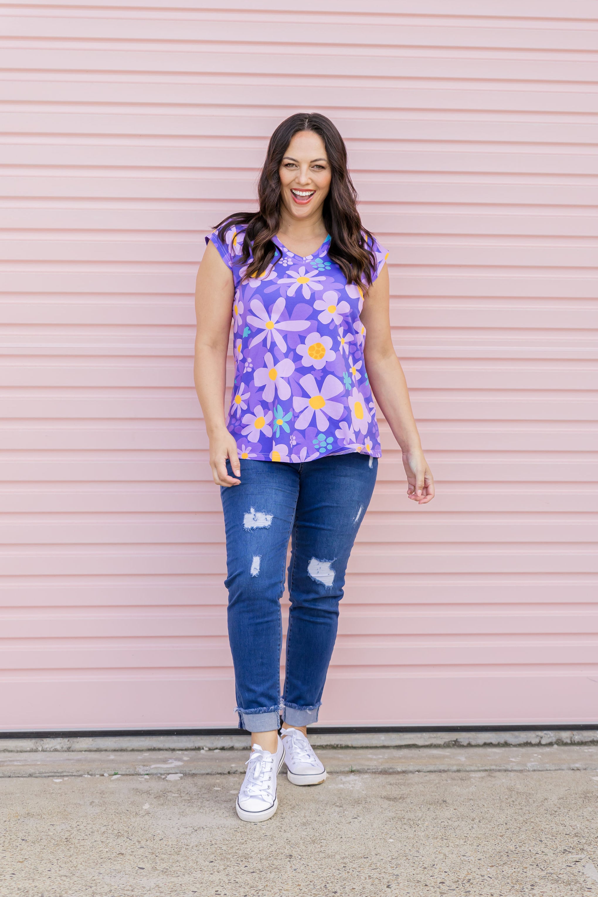 Penny Shirt in Lilac Daisies