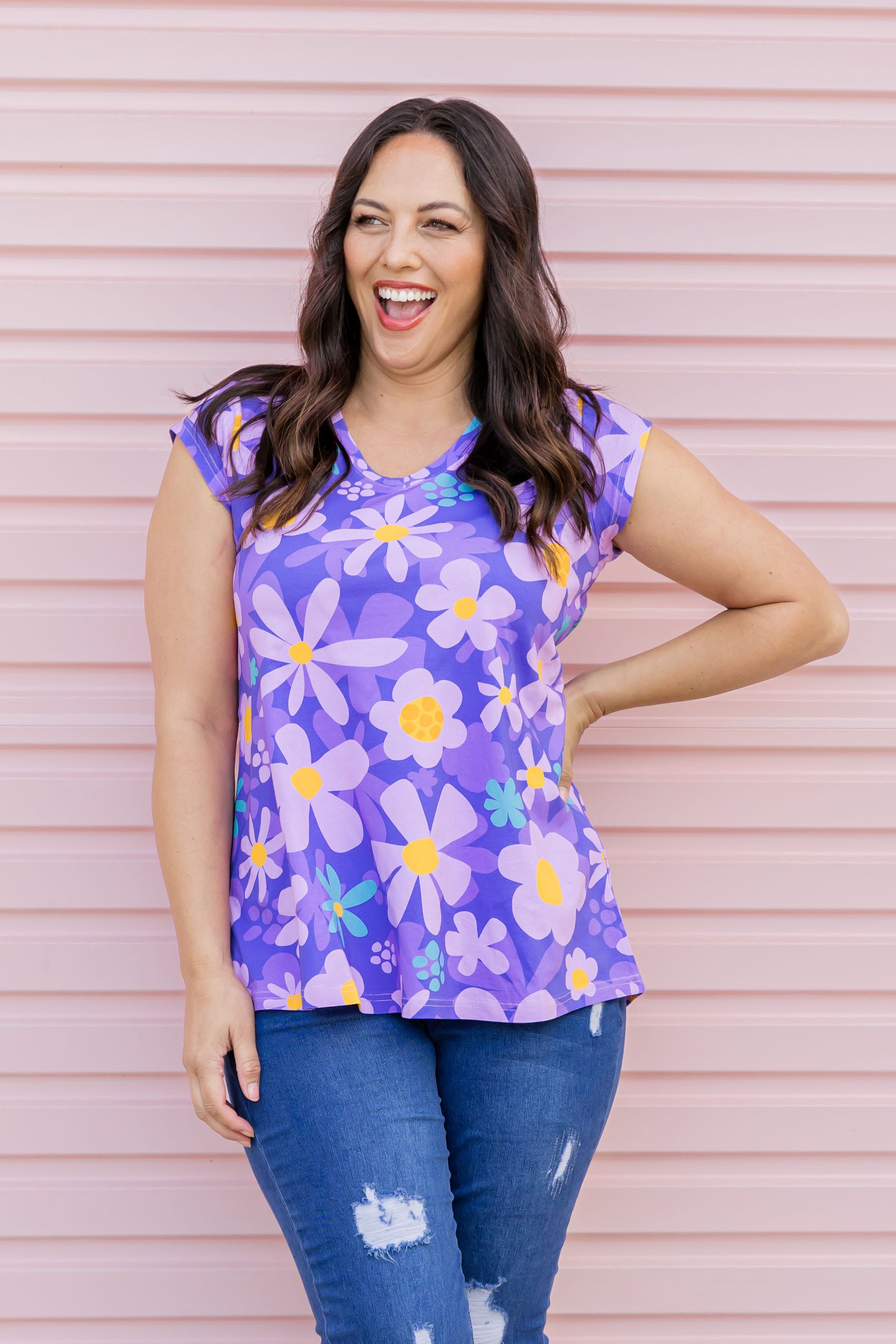 Penny Shirt in Lilac Daisies