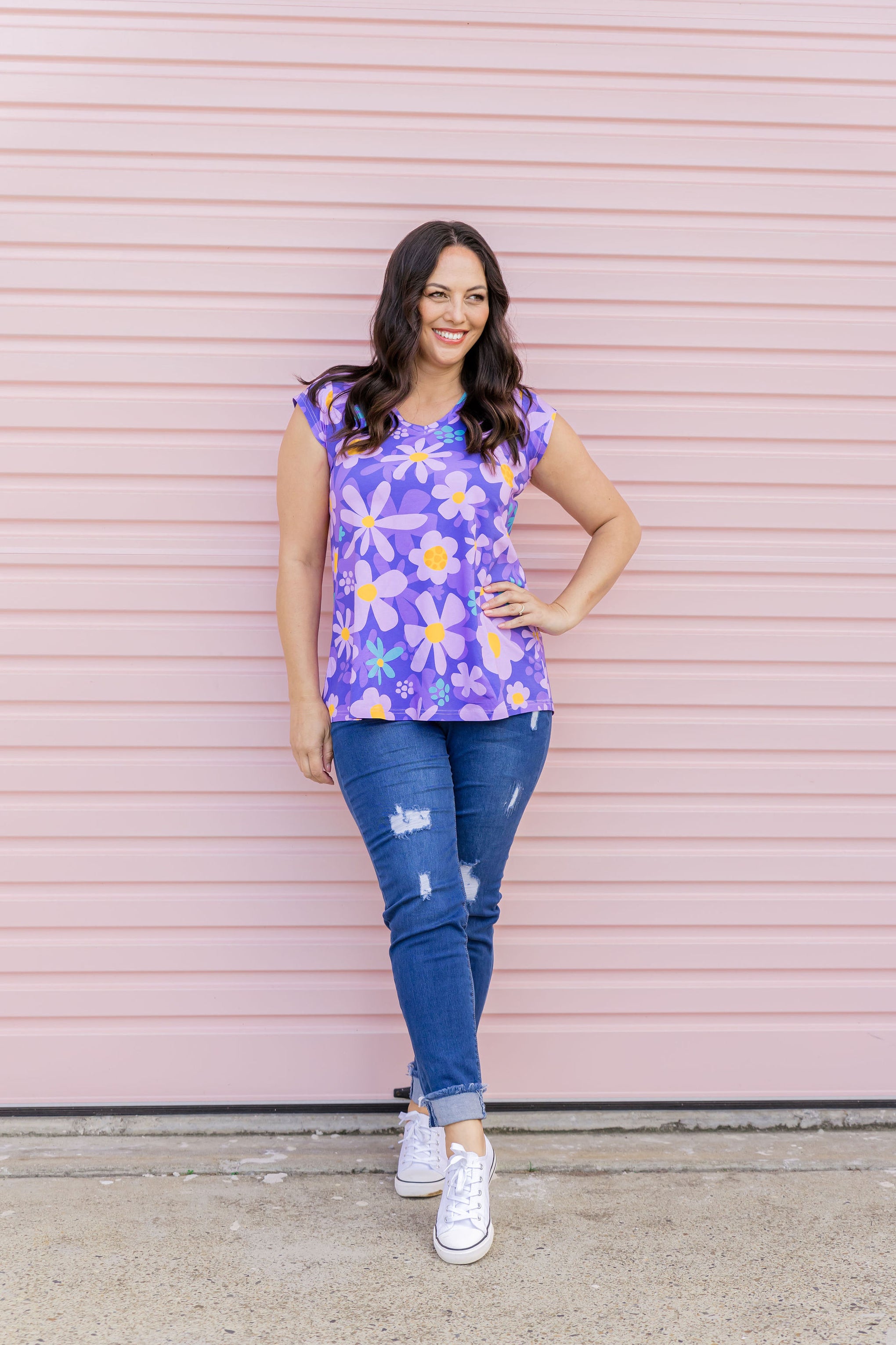 Penny Shirt in Lilac Daisies