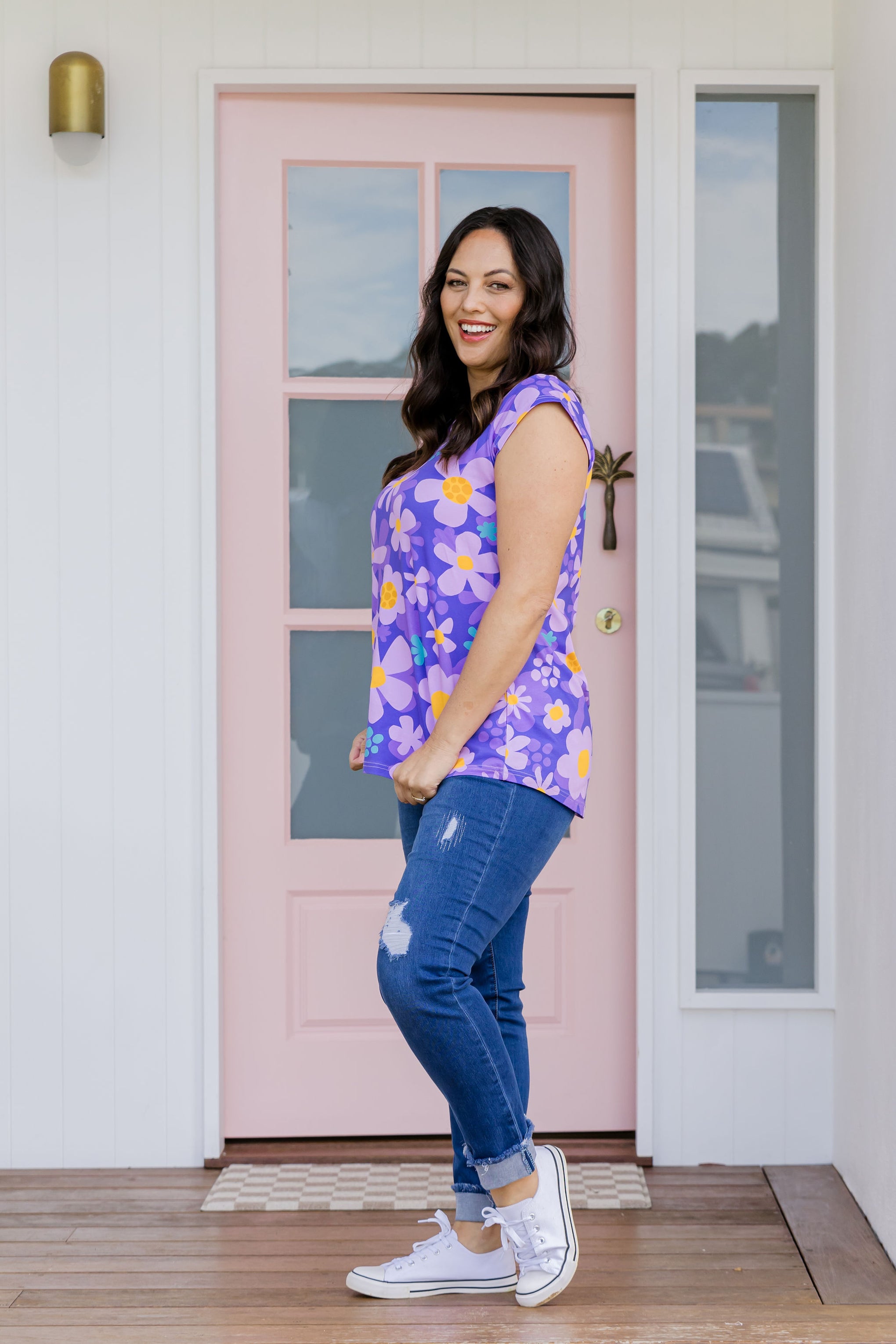 Penny Shirt in Lilac Daisies