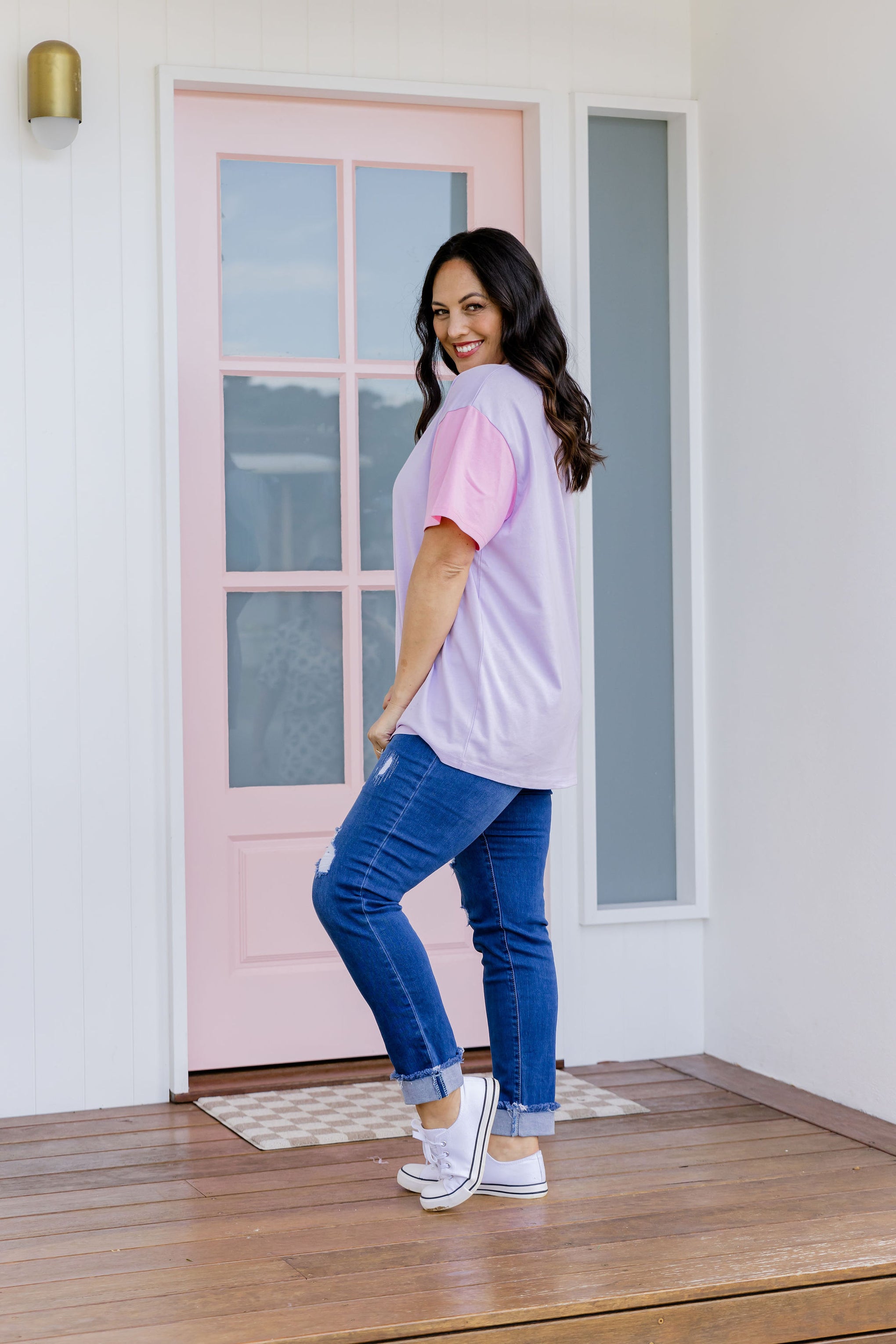 Ella Blocked T-Shirt In Purple
